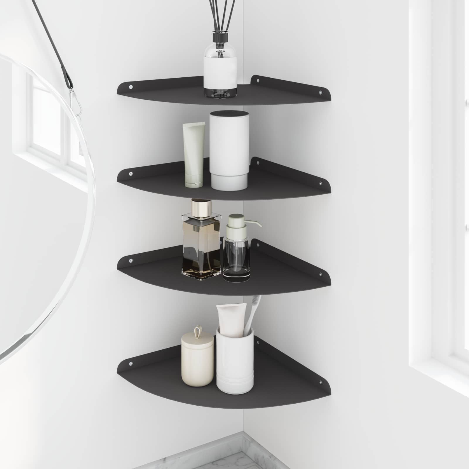 Lebdeća polica s policom s pohranom 4 pcs Crna 30 x 30 x 2 cm