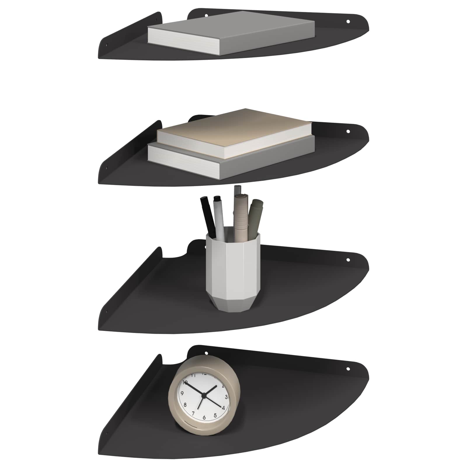 Lebdeća polica s policom s pohranom 4 pcs Crna 30 x 30 x 2 cm