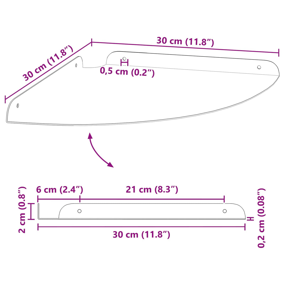 Lebdeća polica s policom s pohranom 4 pcs Crna 30 x 30 x 2 cm