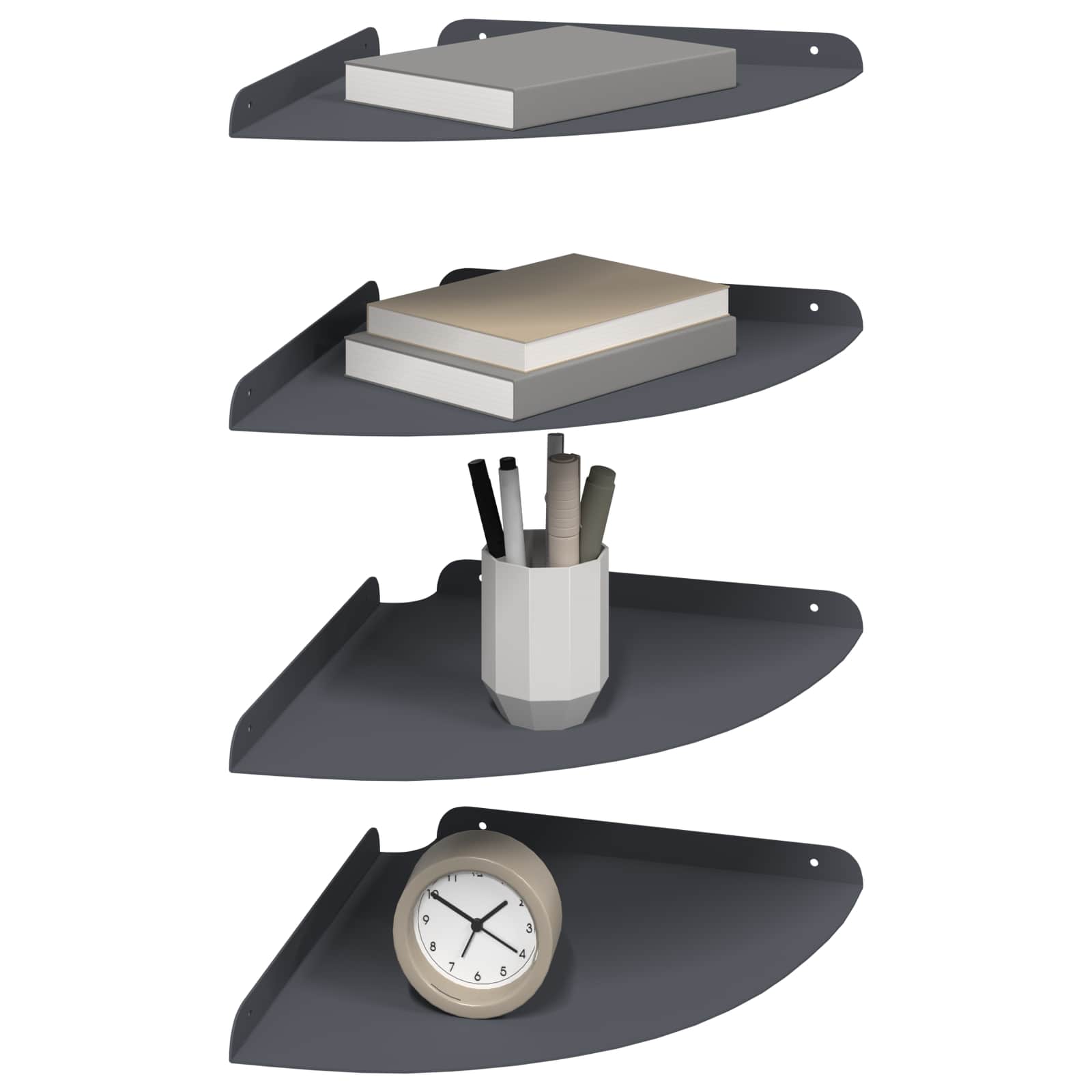 Lebdeća polica s policom 4 pcs Antracit 30 x 30 x 2 cm