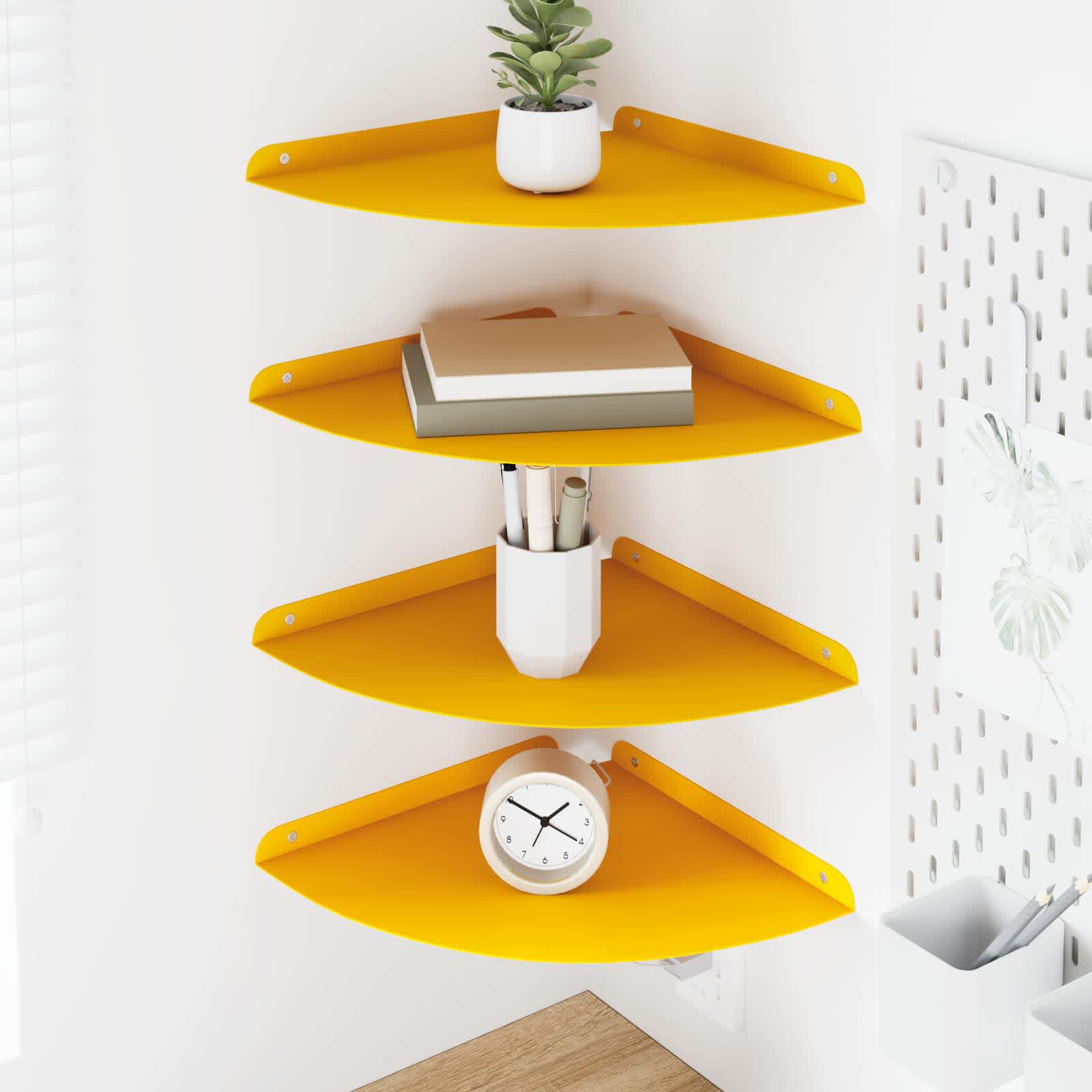 Lebdeća polica s policom s pohranom 4 pcs Žuta 30 x 30 x 2 cm