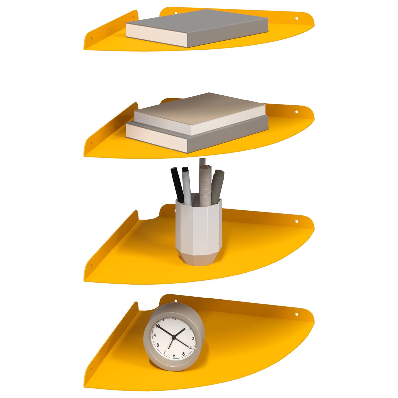 Lebdeća polica s policom s pohranom 4 pcs Žuta 30 x 30 x 2 cm