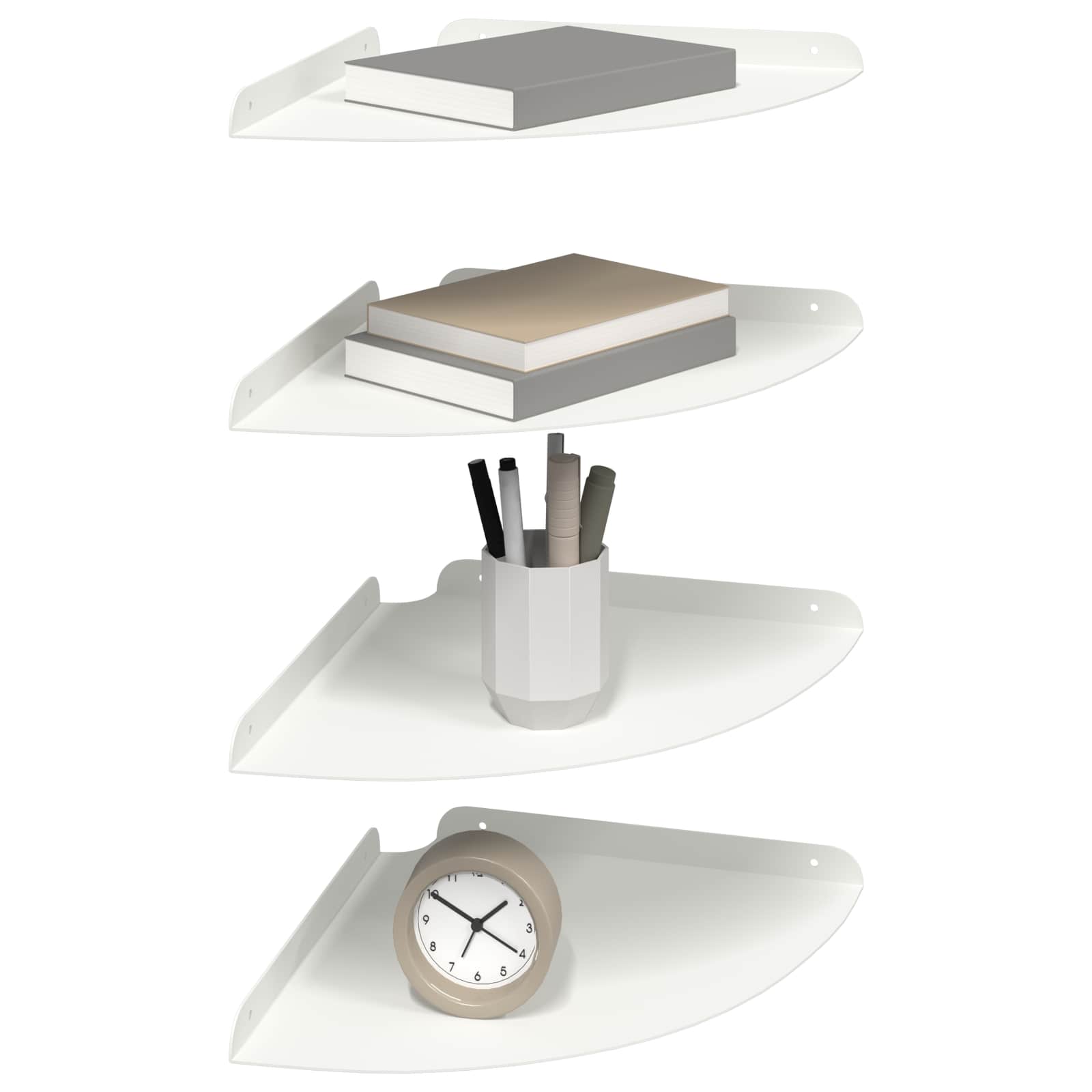 Lebdeća polica s policom s pohranom 4 pcs Bijeli 30 x 30 x 2 cm