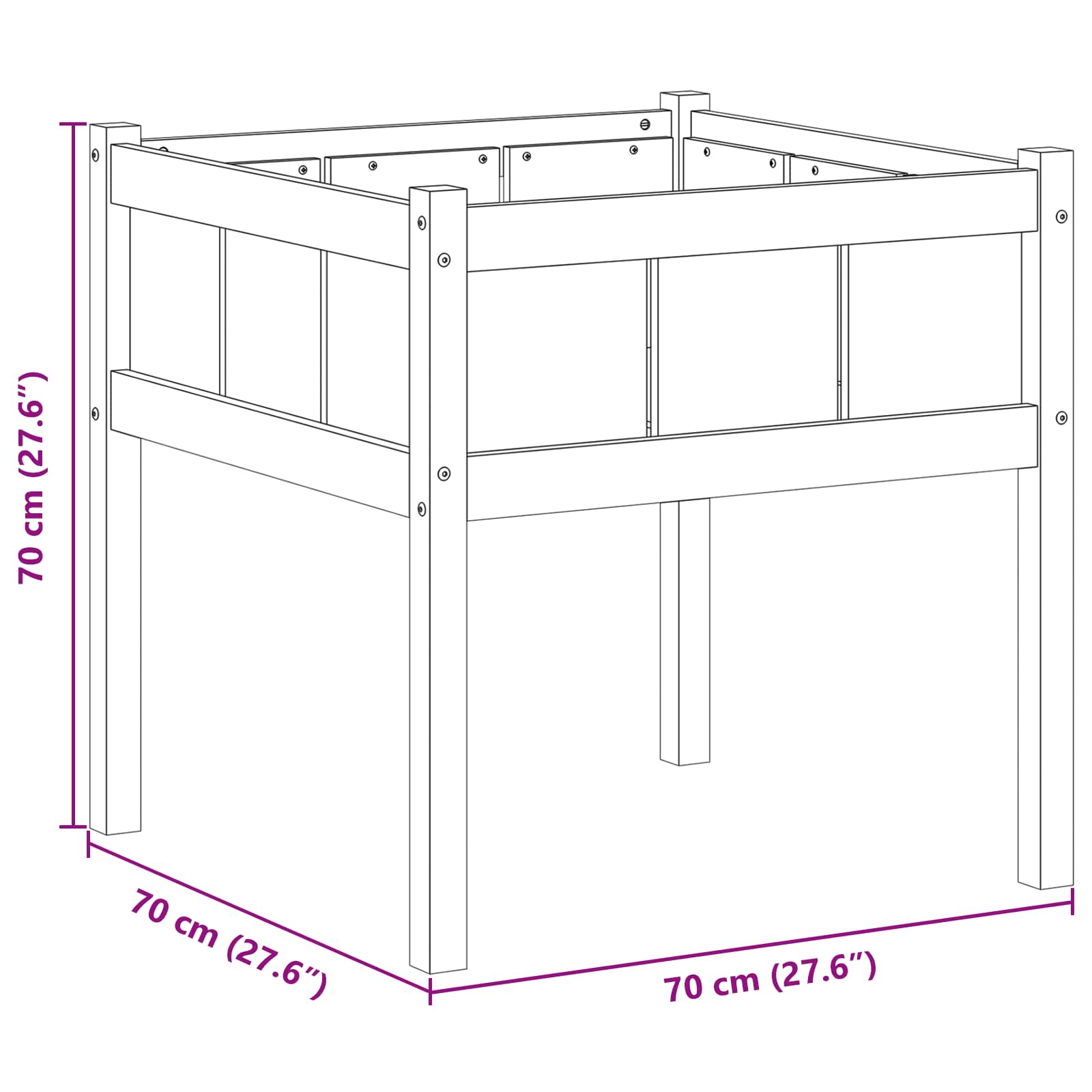 Vrtna saksija Priroda 70 x 70 x 70 cm Čvrsto borovo drvo