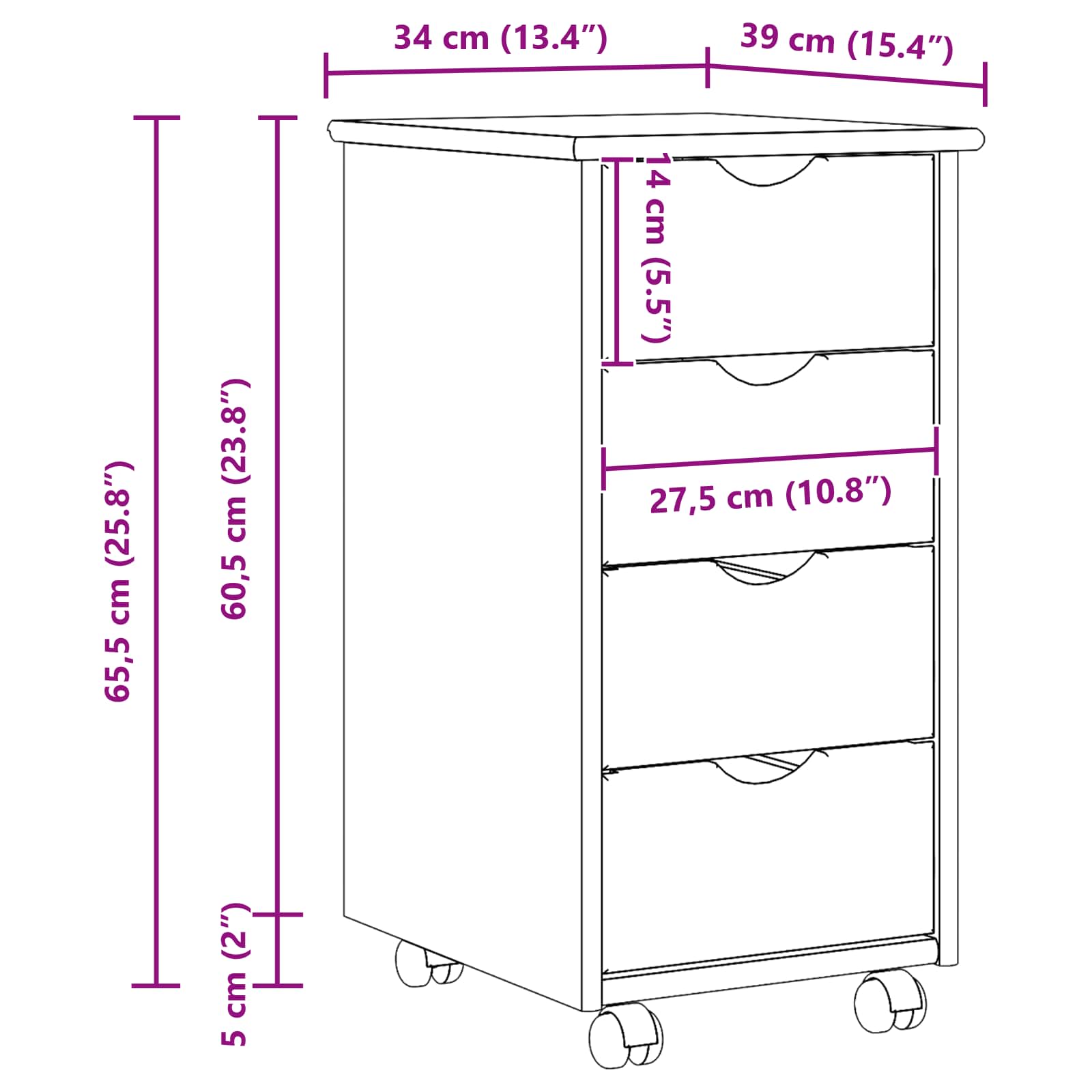 Mobilni ormar Medeno smeđa 34 x 39 x 65,5 cm Čvrsto borovo drvo