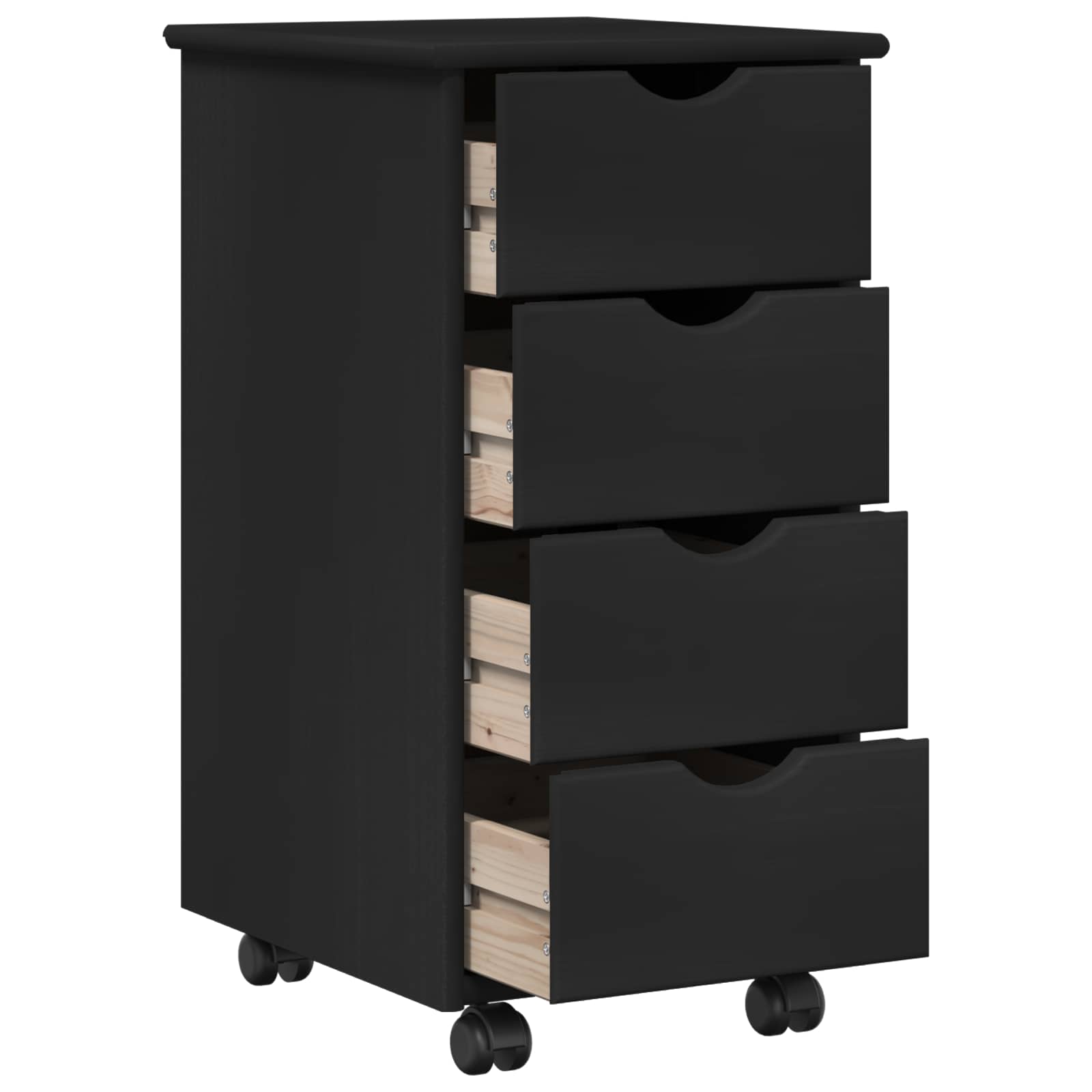 Mobilni ormar Crna 34 x 39 x 65,5 cm Čvrsto borovo drvo