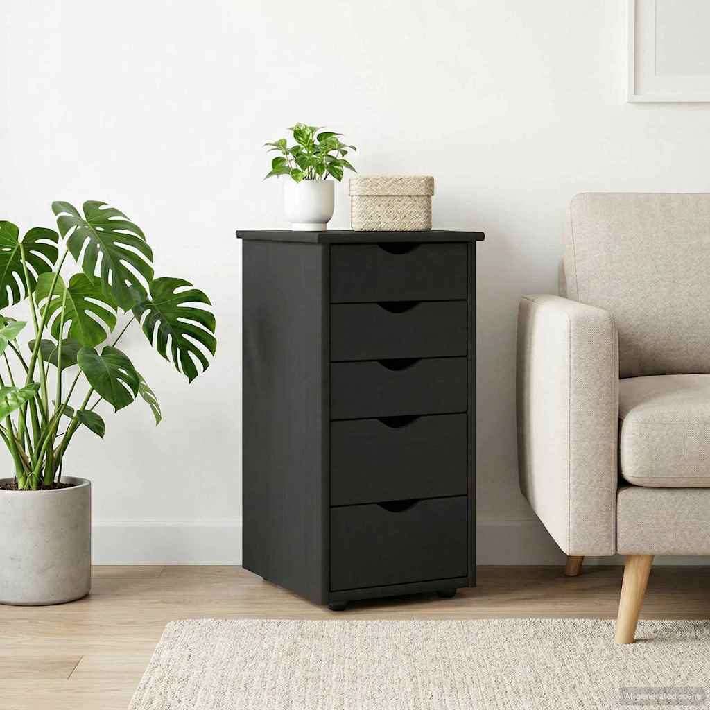 Cabinet Crna 34 x 39 x 61,5 cm Čvrsto borovo drvo