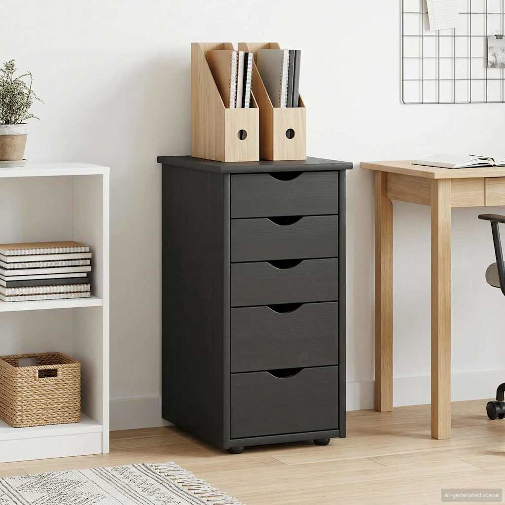 Cabinet Crna 34 x 39 x 61,5 cm Čvrsto borovo drvo