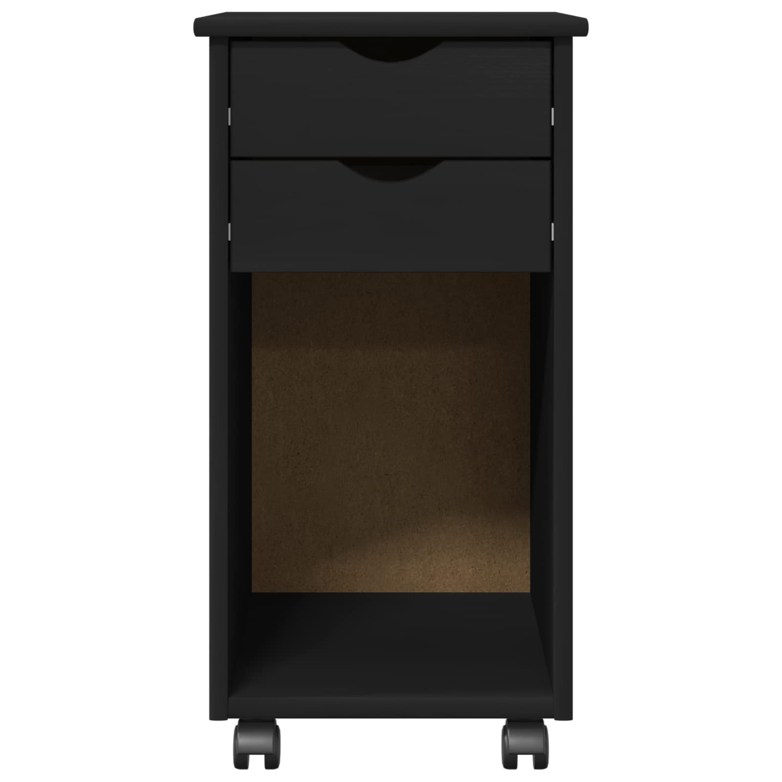 Mobilni ormar s kotačem Crna 34 x 39 x 65,5 cm Masivna borovina