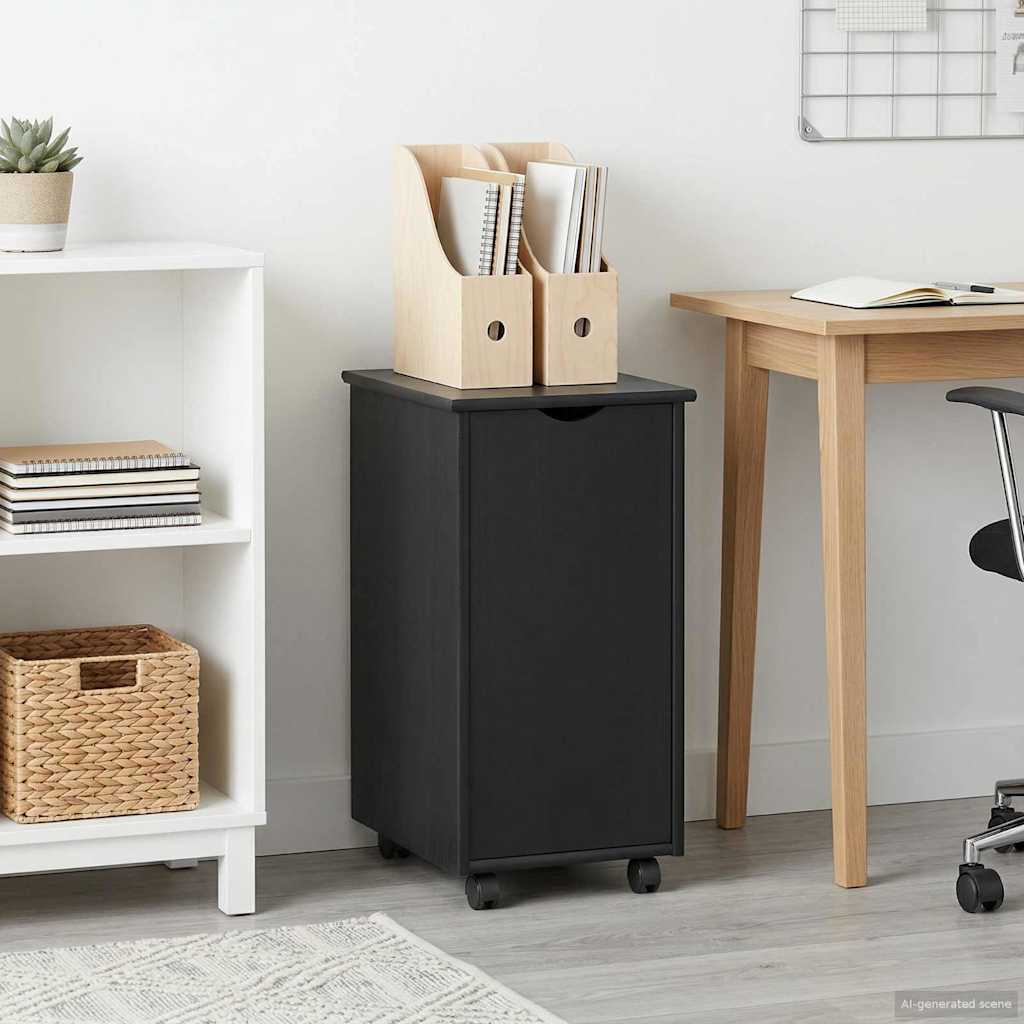 Mobilni ormar Crna 34 x 39 x 65,5 cm Čvrsto borovo drvo