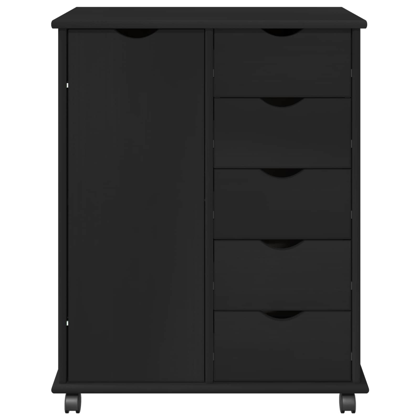 Mobilni ormar Crna 63,5 x 39 x 79 cm Čvrsto borovo drvo