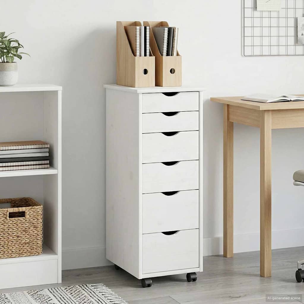 Mobilni ormar Bijelo 34 x 39 x 93,5 cm Čvrsto borovo drvo