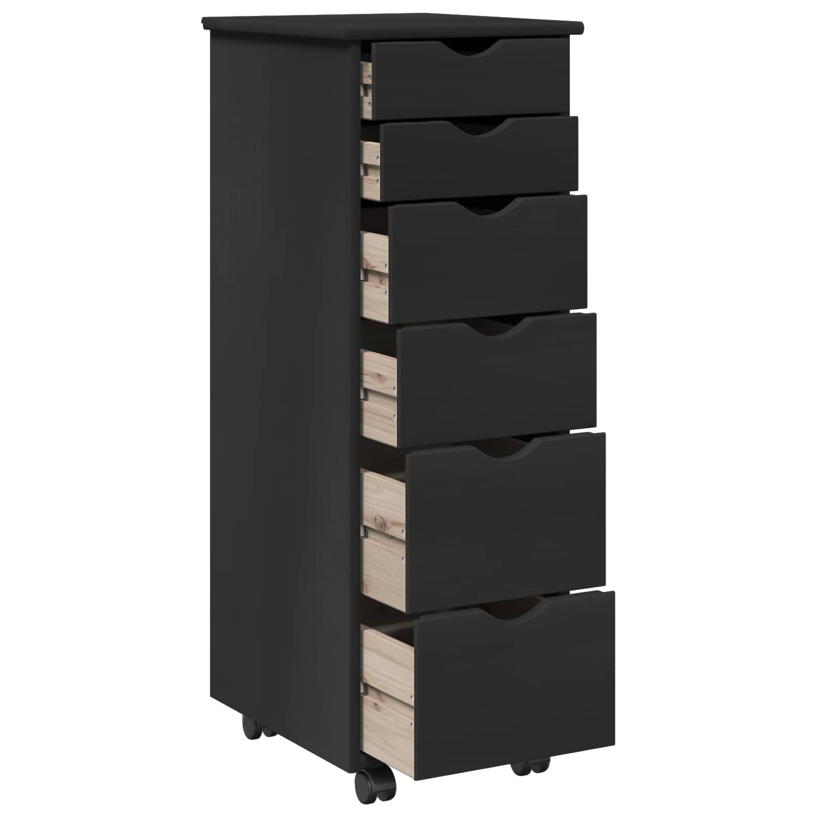 Mobilni ormar Crna 34 x 39 x 93,5 cm Čvrsto borovo drvo