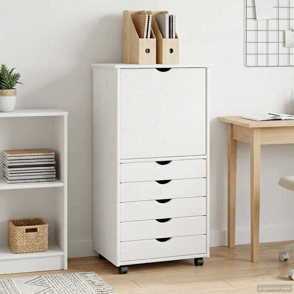 Mobilni ormar Bijelo 53 x 39 x 103 cm Čvrsto borovo drvo