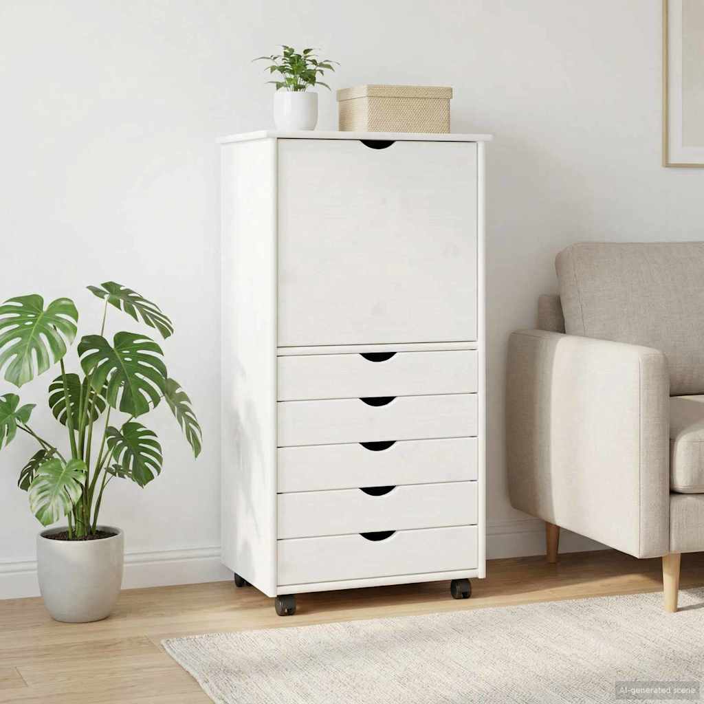 Mobilni ormar Bijelo 53 x 39 x 103 cm Čvrsto borovo drvo