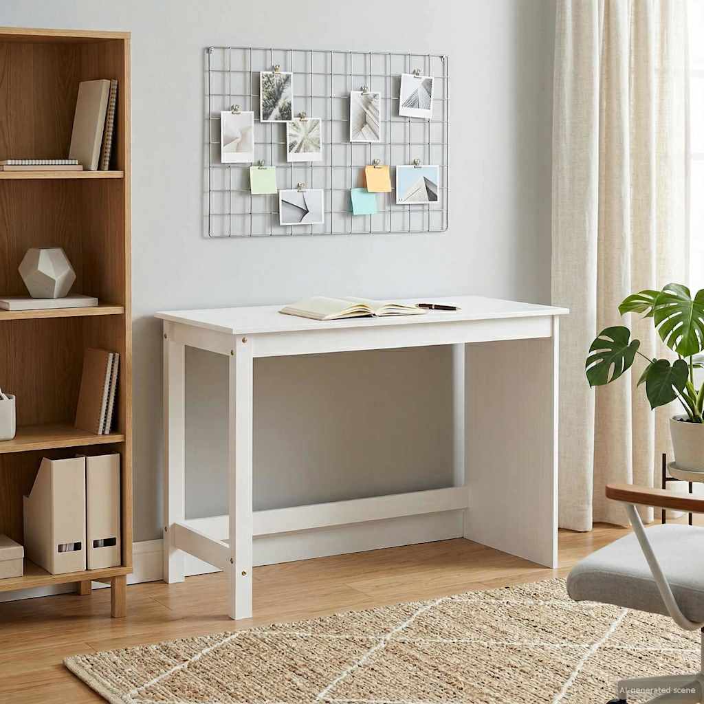 Stol Bijelo 112 x 50 x 75 cm Čvrsto borovo drvo