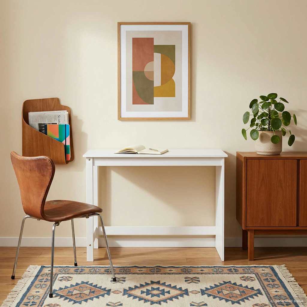Stol Bijelo 112 x 50 x 75 cm Čvrsto borovo drvo