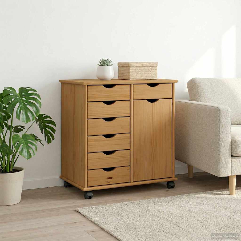 Mobilni ormar s kotačem Medeno smeđa 63,5 x 39 x 65,5 cm