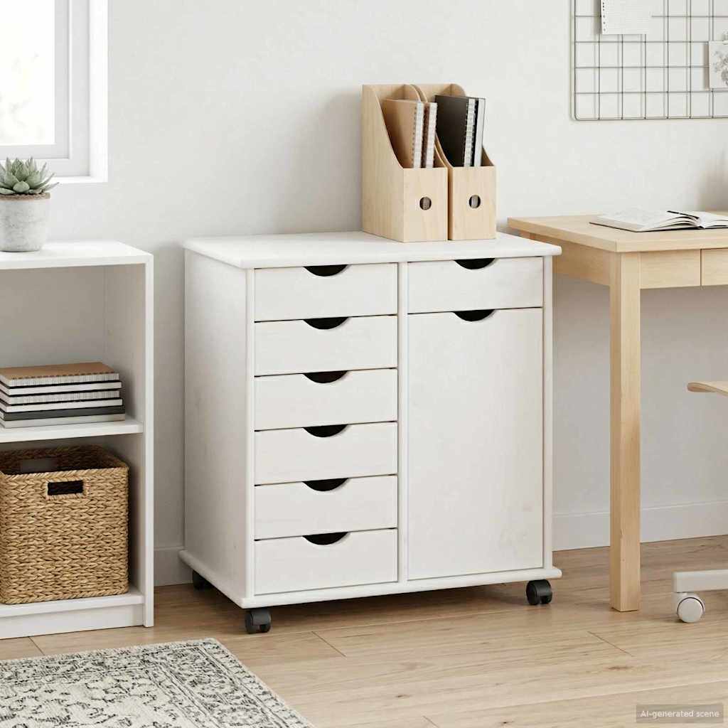 Mobilni ormar Bijelo 63,5 x 39 x 65,5 cm Čvrsto borovo drvo