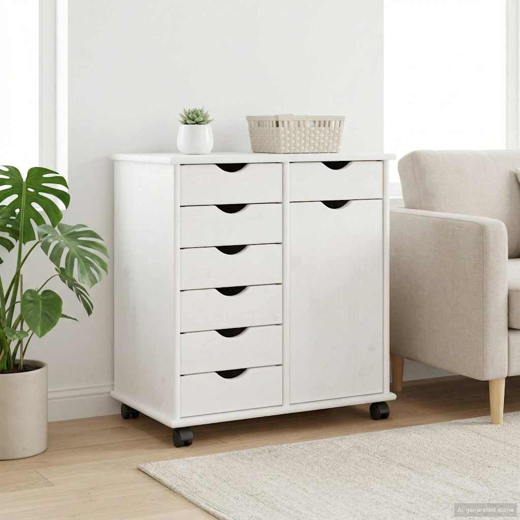Mobilni ormar Bijelo 63,5 x 39 x 65,5 cm Čvrsto borovo drvo