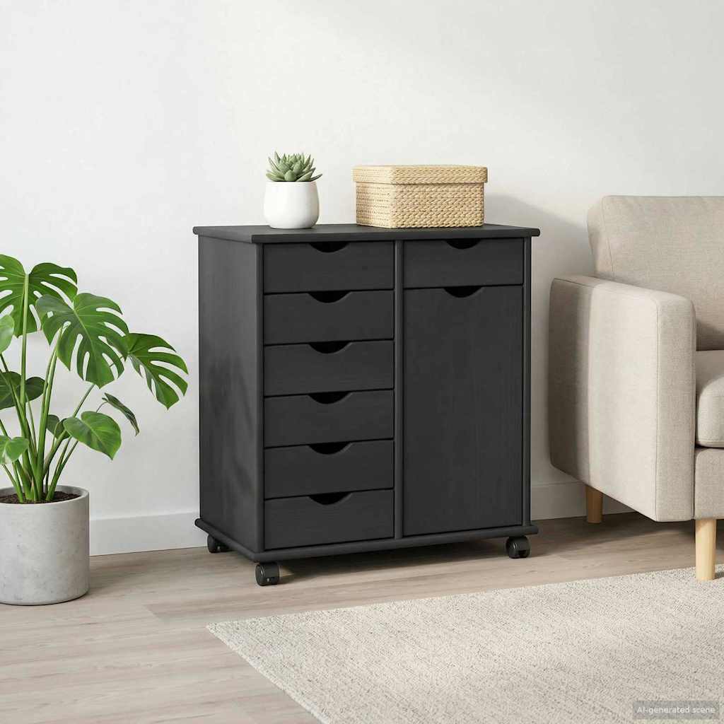 Mobilni ormar Siva 63,5 x 39 x 65,5 cm Čvrsto borovo drvo