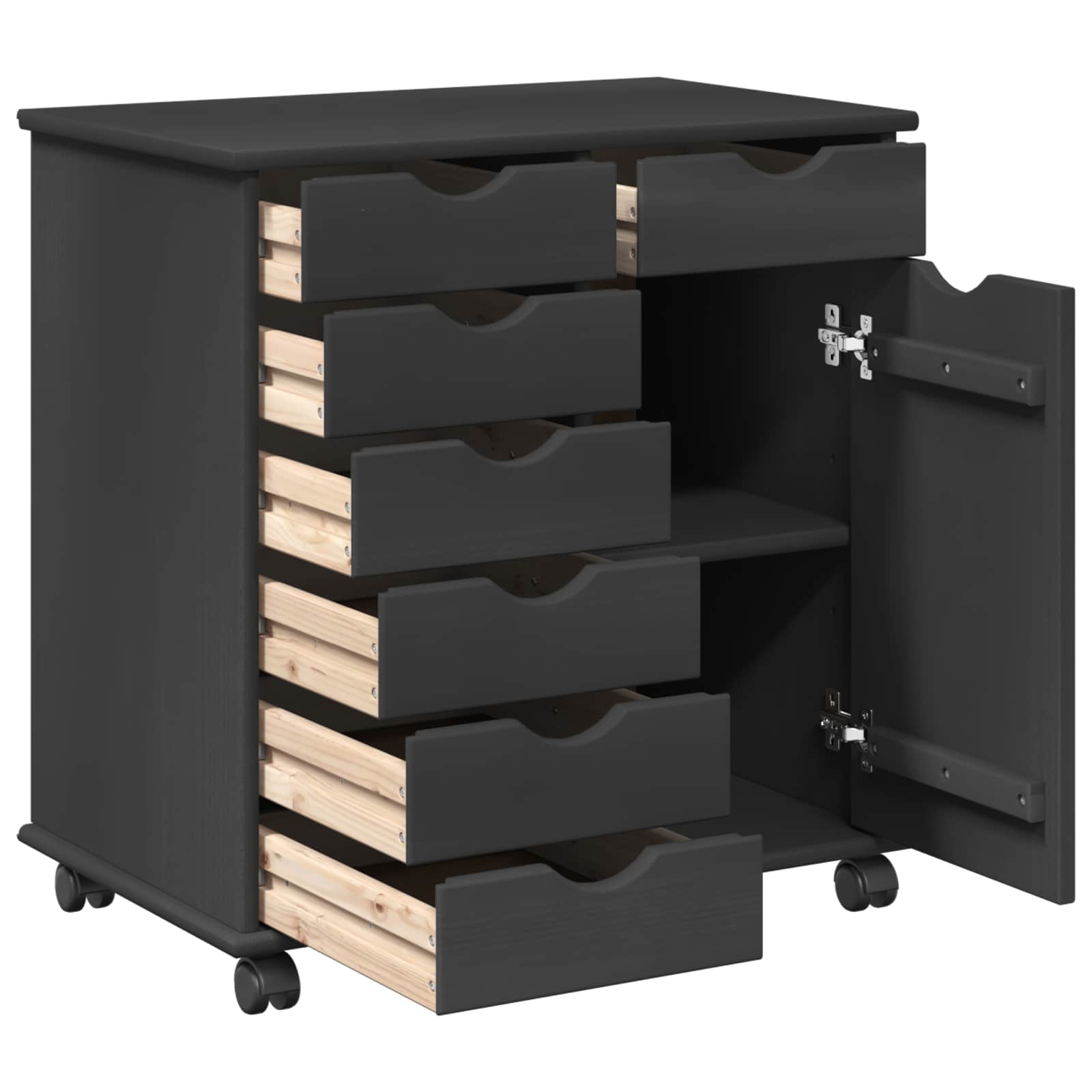 Mobilni ormar Siva 63,5 x 39 x 65,5 cm Čvrsto borovo drvo