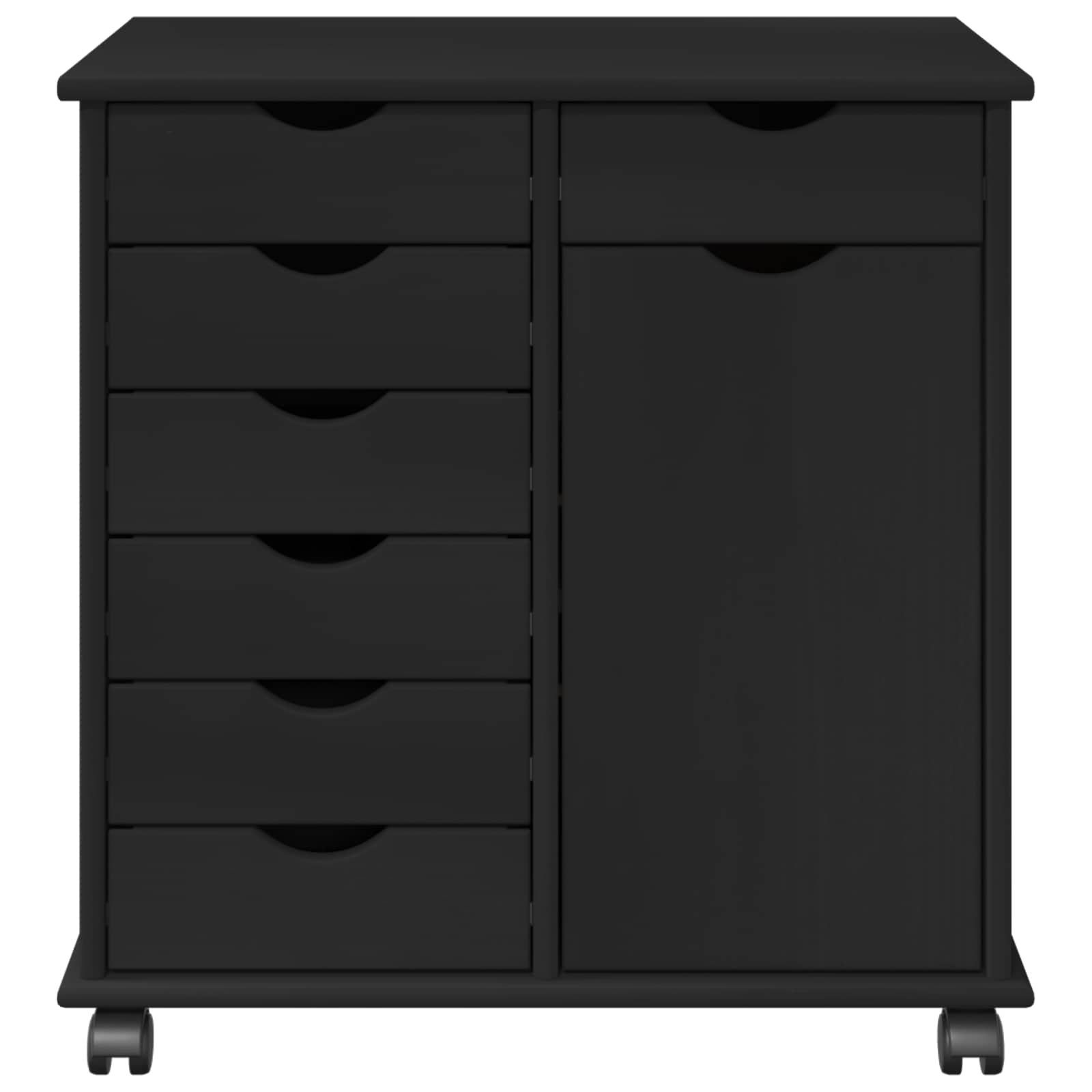 Mobilni ormar Crna 63,5 x 39 x 65,5 cm Čvrsto borovo drvo