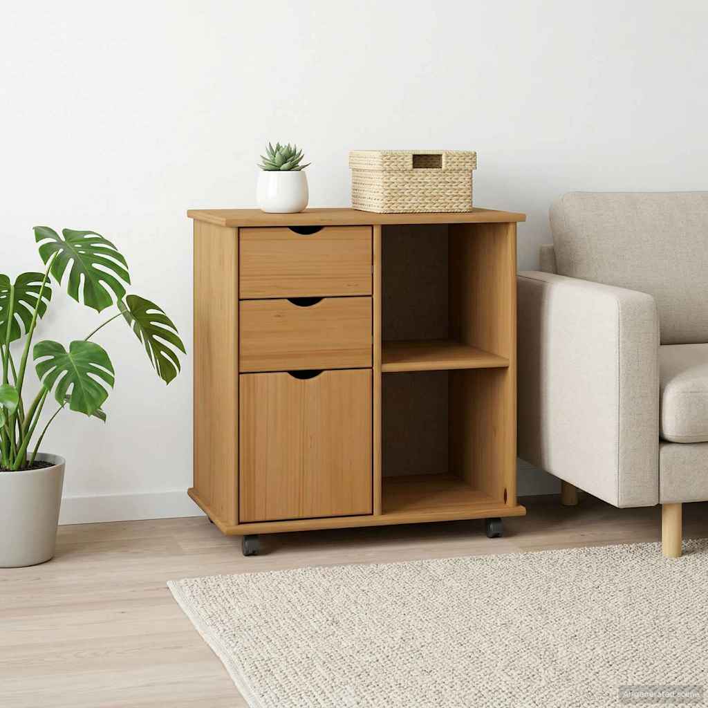 Mobilni ormar s kotačem Medeno smeđa 63,5 x 39 x 65,5 cm
