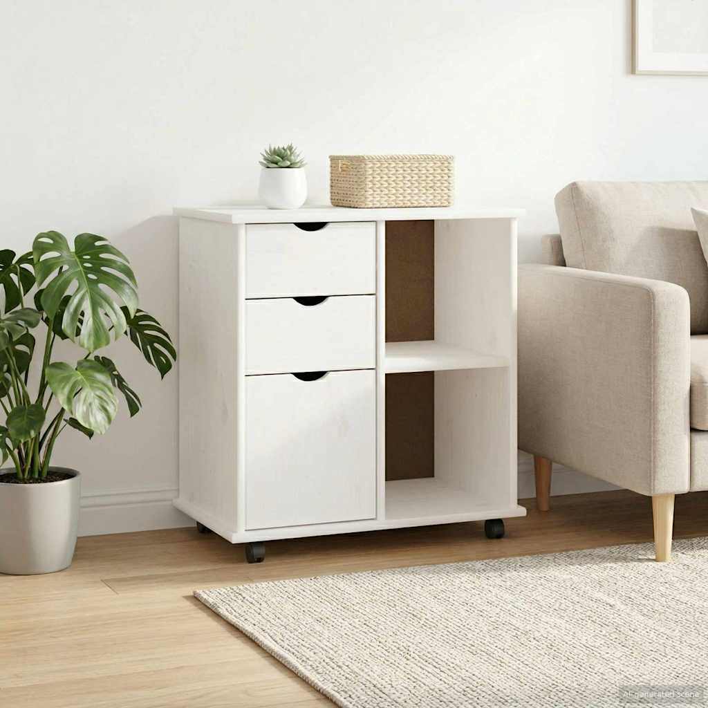 Mobilni ormar Bijelo 63,5 x 39 x 65,5 cm Čvrsto borovo drvo