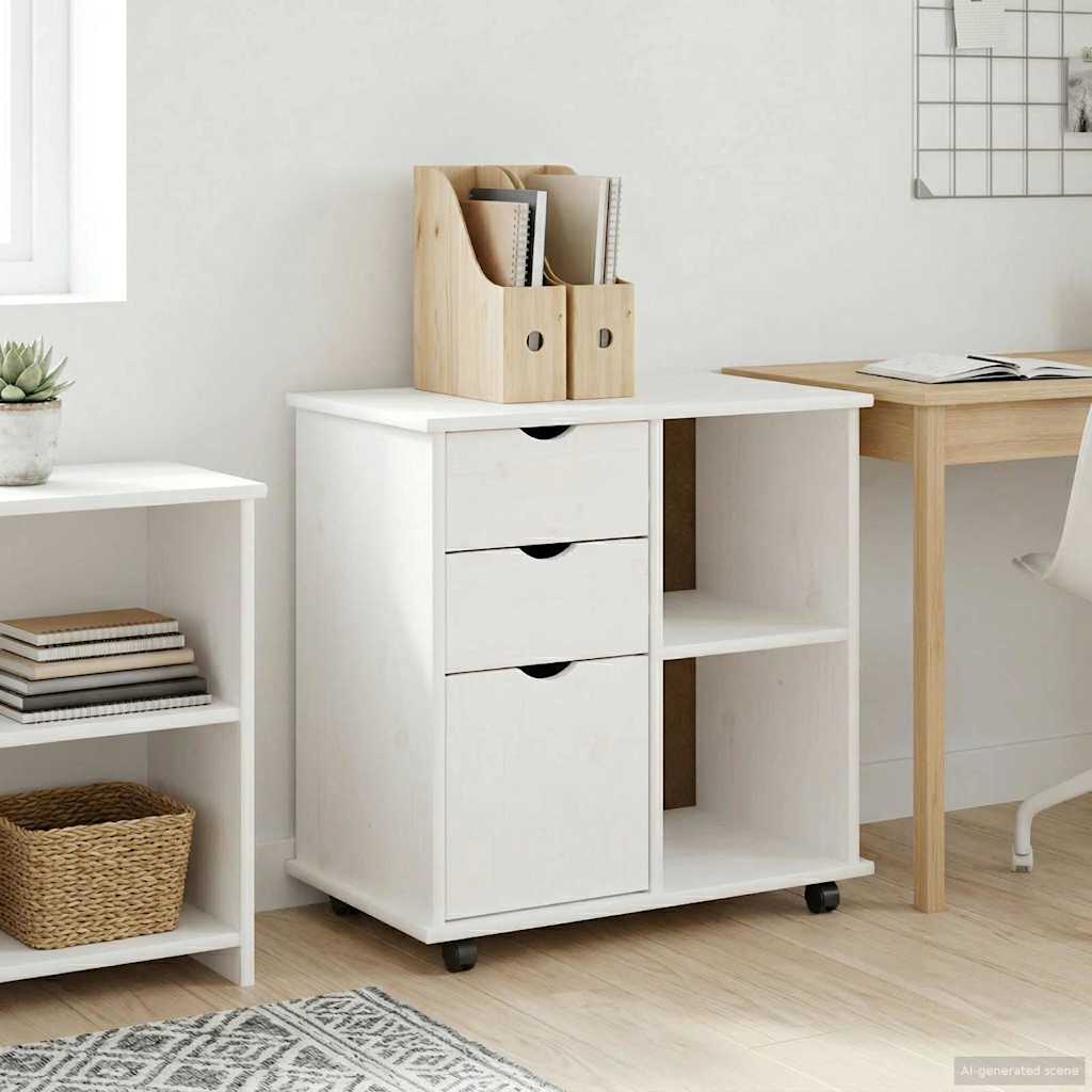 Mobilni ormar Bijelo 63,5 x 39 x 65,5 cm Čvrsto borovo drvo