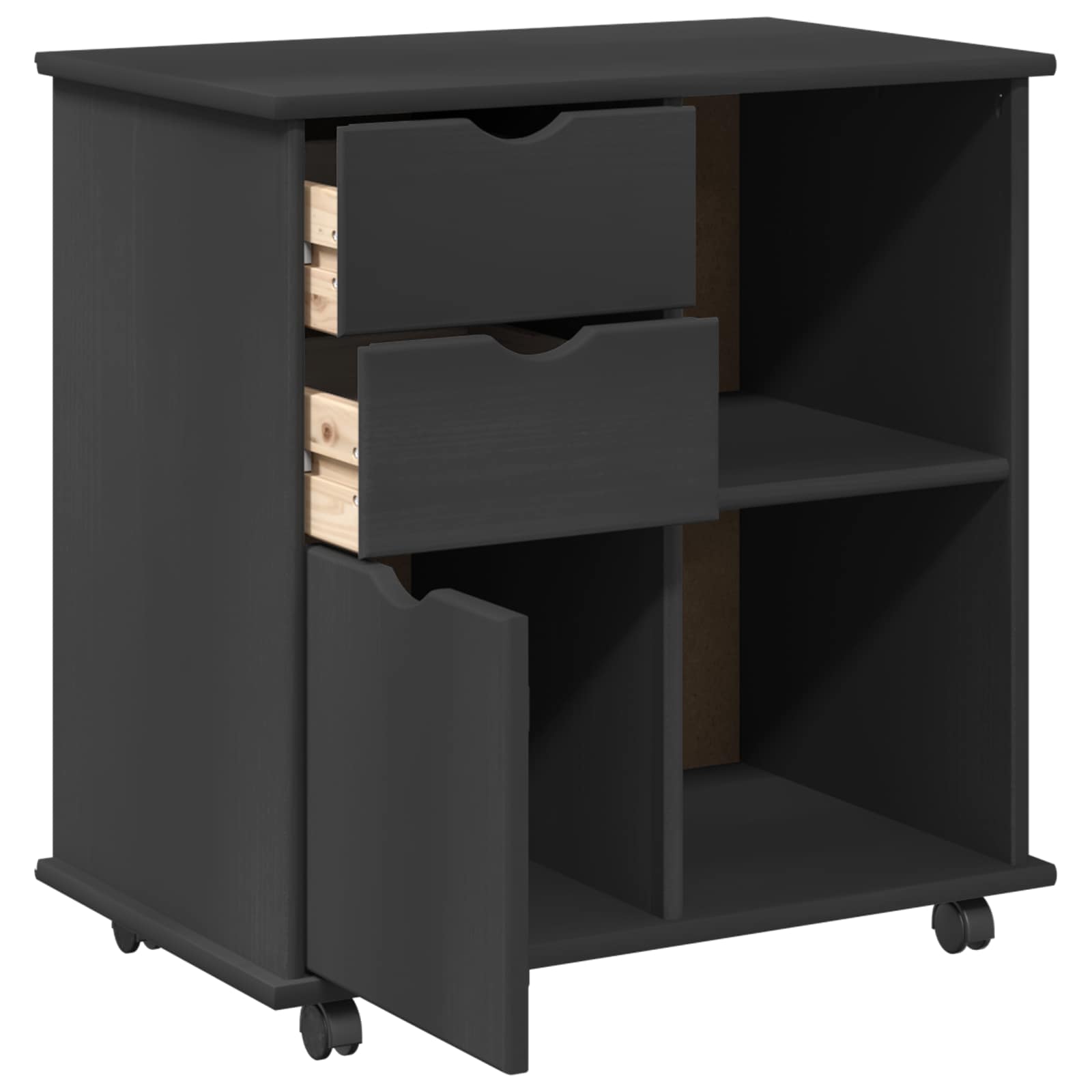 Mobilni ormar Siva 63,5 x 39 x 65,5 cm Čvrsto borovo drvo