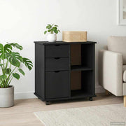 Mobilni ormar Crna 63,5 x 39 x 65,5 cm Čvrsto borovo drvo