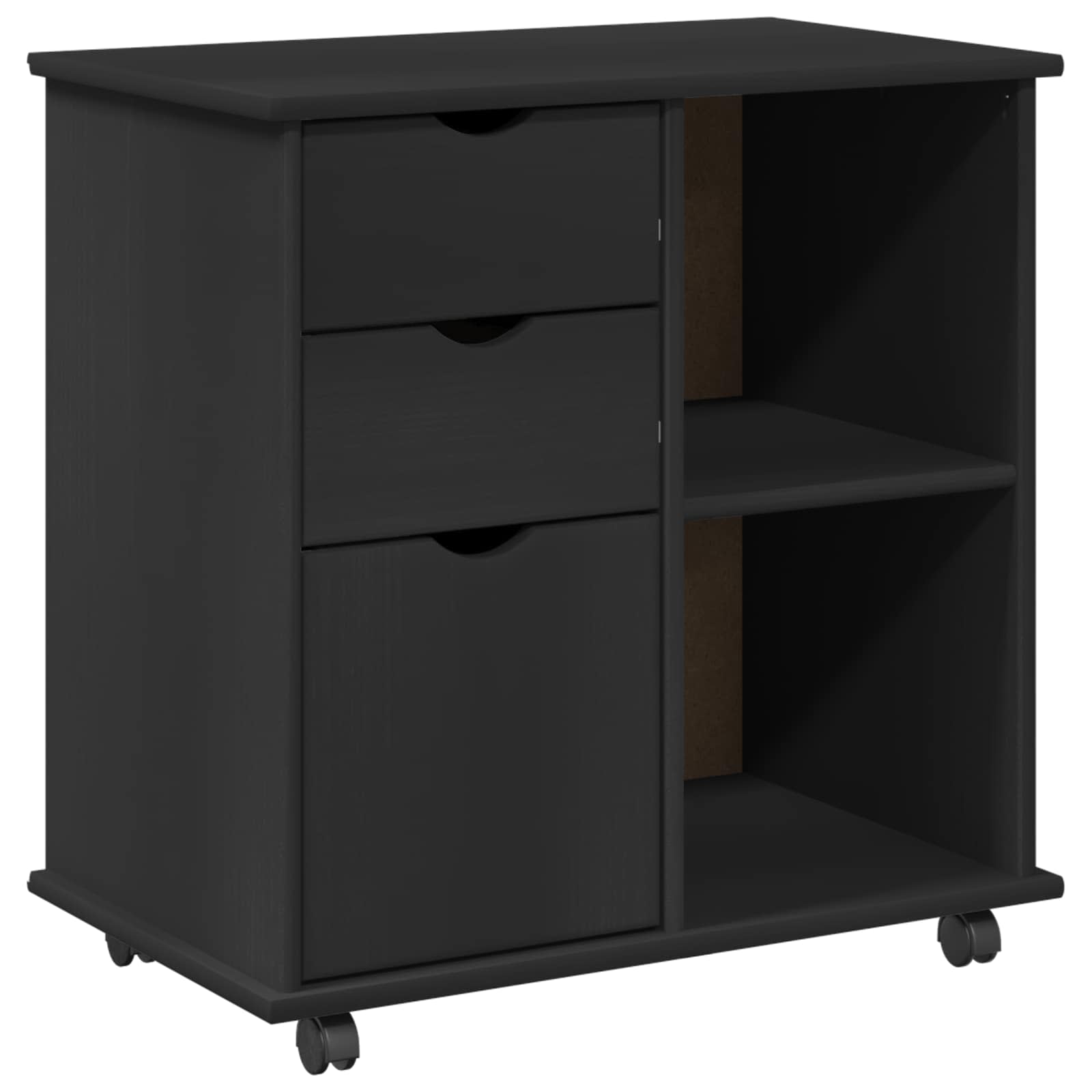 Mobilni ormar Crna 63,5 x 39 x 65,5 cm Čvrsto borovo drvo