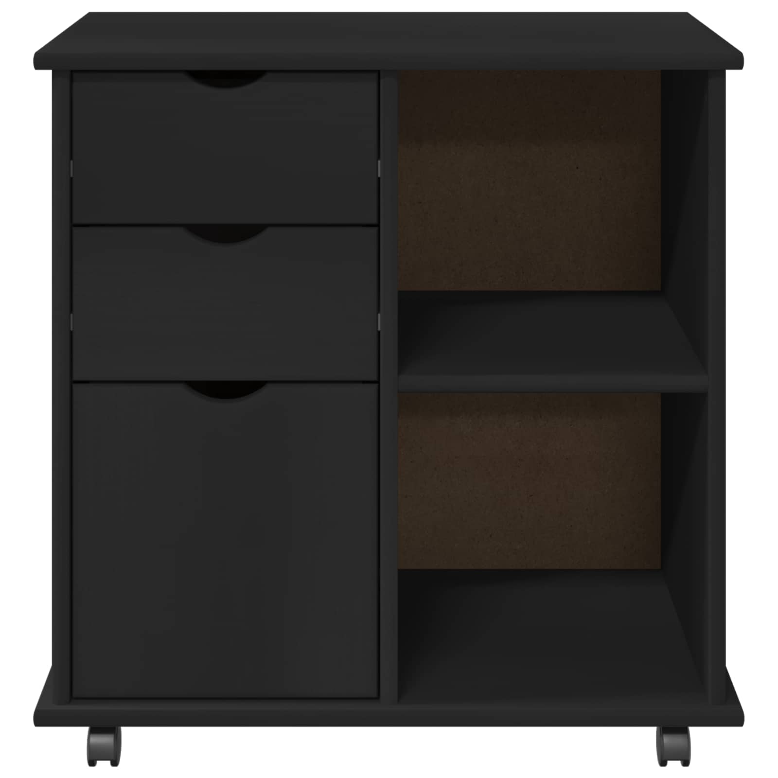 Mobilni ormar Crna 63,5 x 39 x 65,5 cm Čvrsto borovo drvo