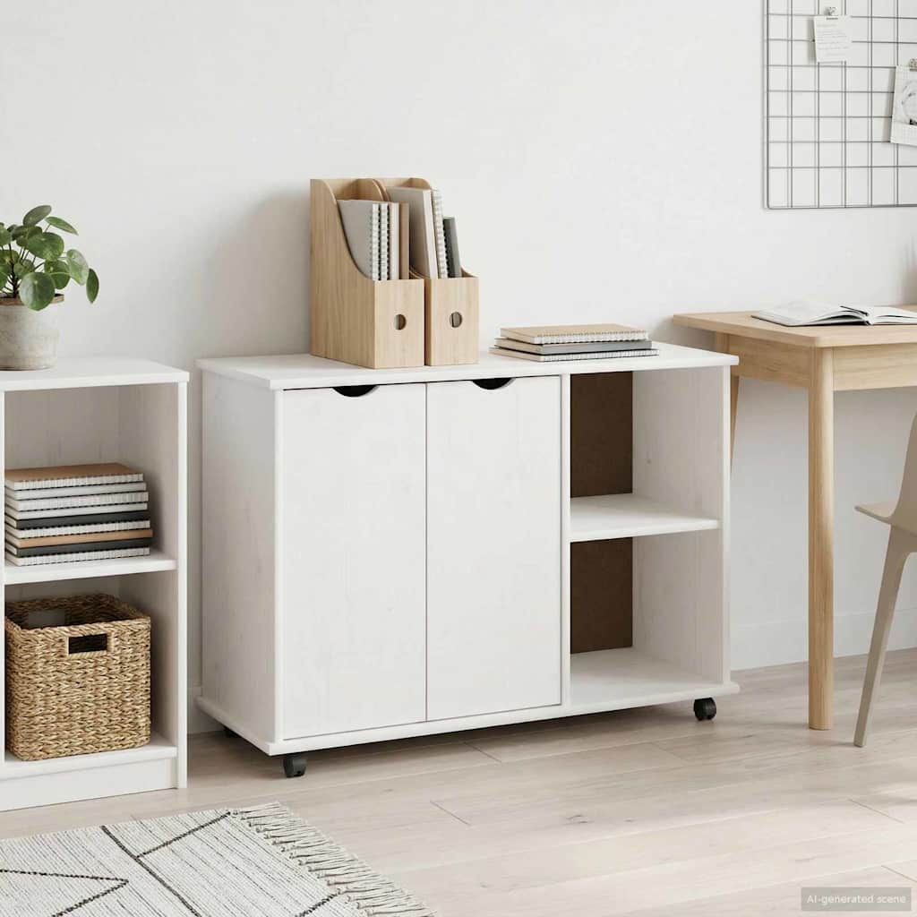 Mobilni ormar Bijelo 100 x 39 x 65,5 cm Čvrsto borovo drvo