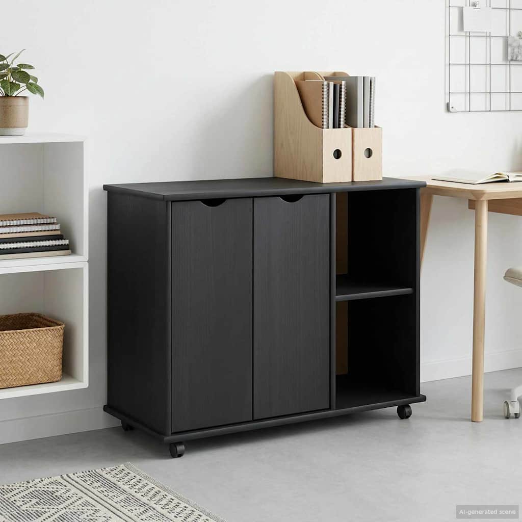 Mobilni ormar Siva 100 x 39 x 65,5 cm Čvrsto borovo drvo