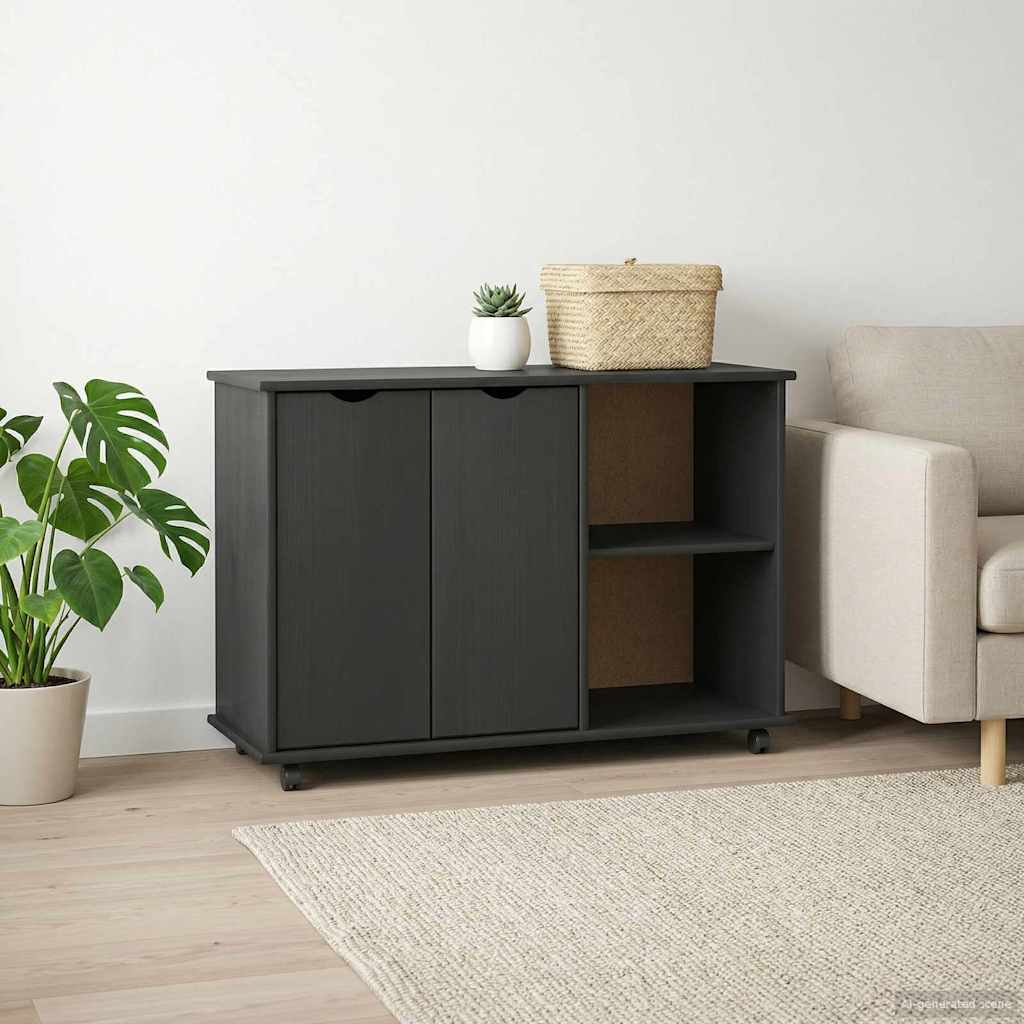 Mobilni ormar Siva 100 x 39 x 65,5 cm Čvrsto borovo drvo