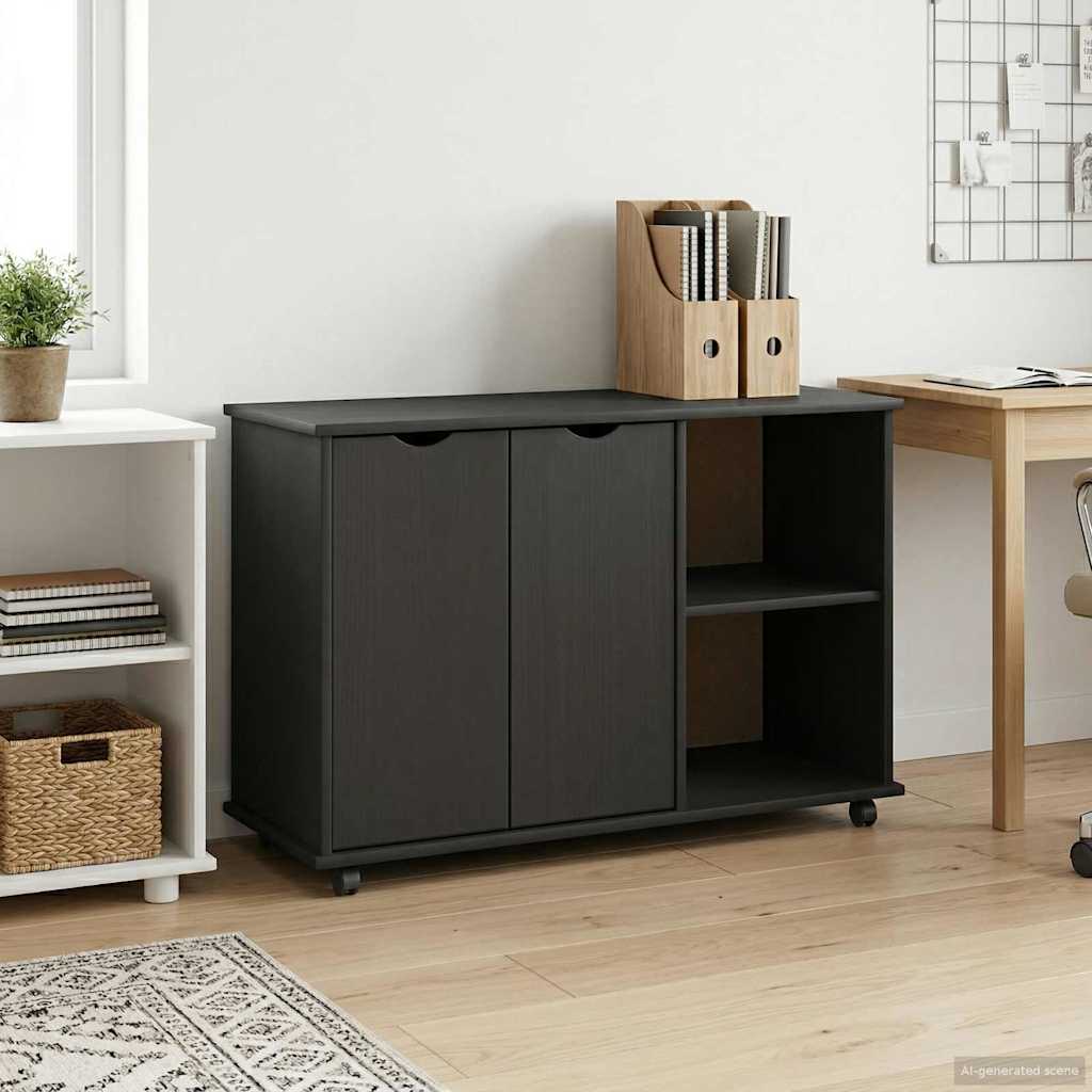 Mobilni ormar Crna 100 x 39 x 65,5 cm Čvrsto borovo drvo