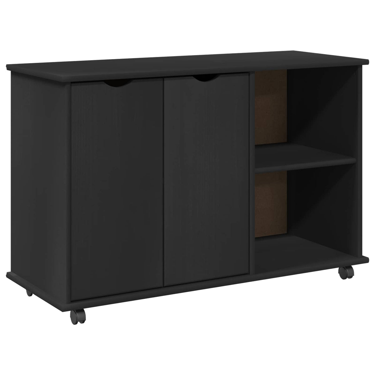 Mobilni ormar Crna 100 x 39 x 65,5 cm Čvrsto borovo drvo