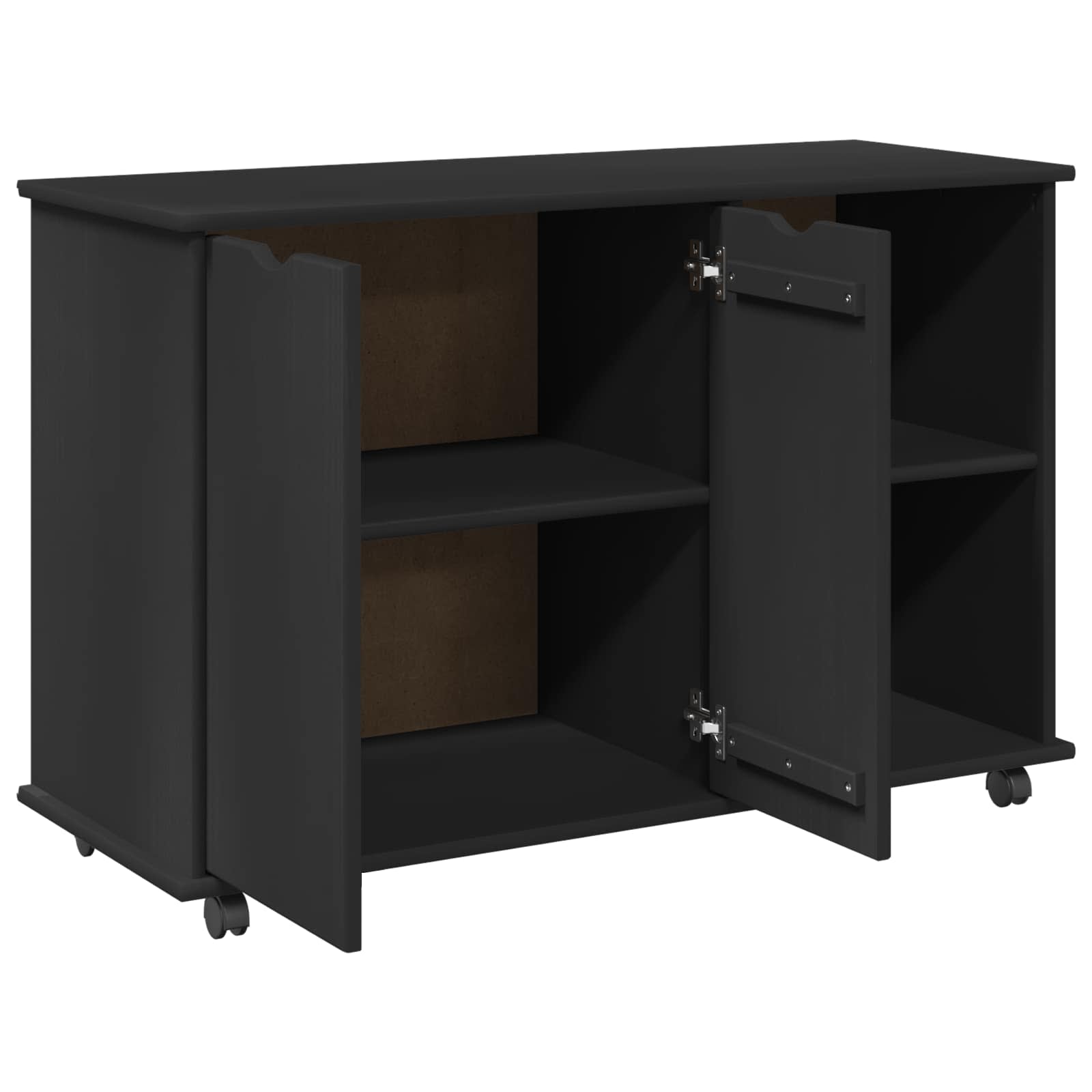 Mobilni ormar Crna 100 x 39 x 65,5 cm Čvrsto borovo drvo