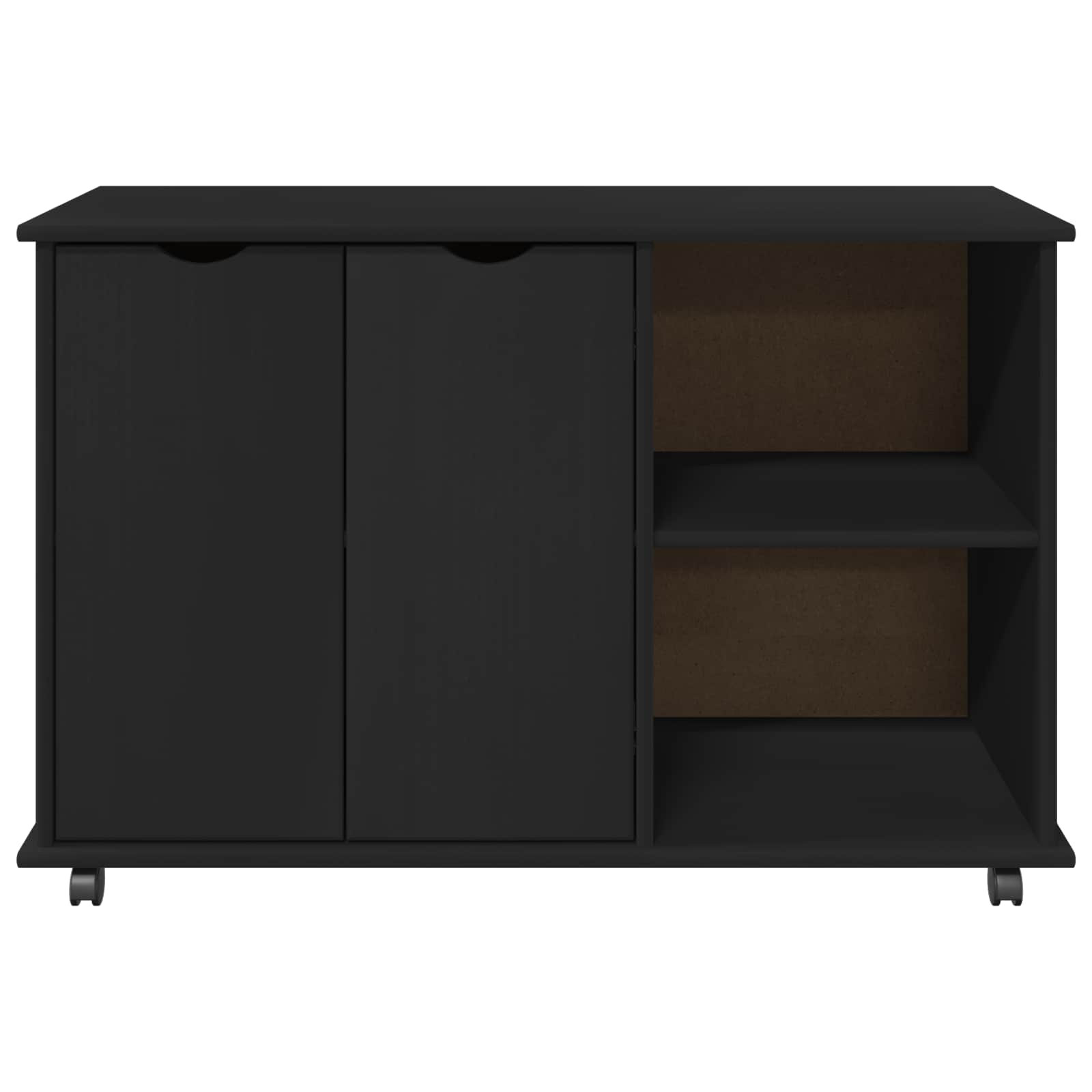 Mobilni ormar Crna 100 x 39 x 65,5 cm Čvrsto borovo drvo