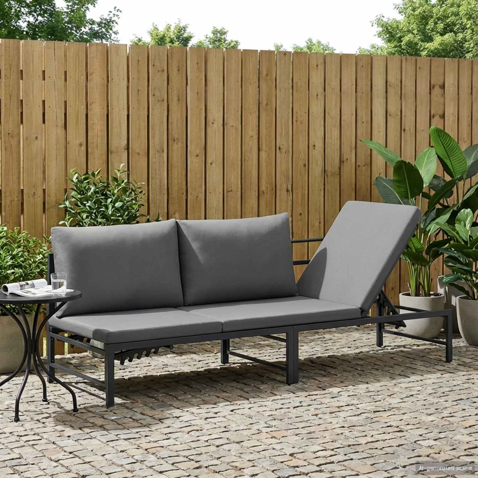 Suncobranska ležaljka za 3 osobe Crna 200 x 62 x 59,5 cm