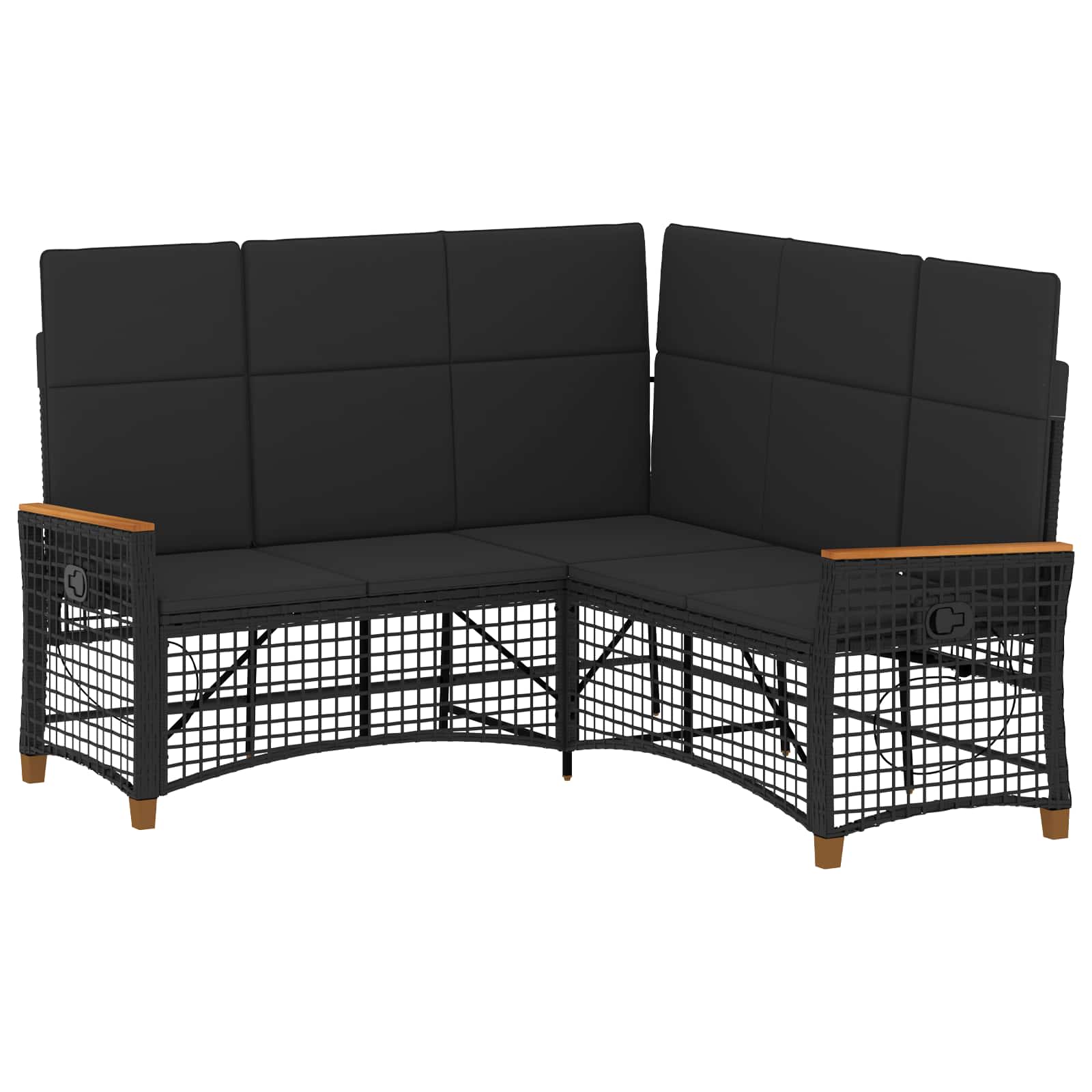 Vrtni set sofe za opuštanje Podesiva Crna 164 x 164 x 112 cm