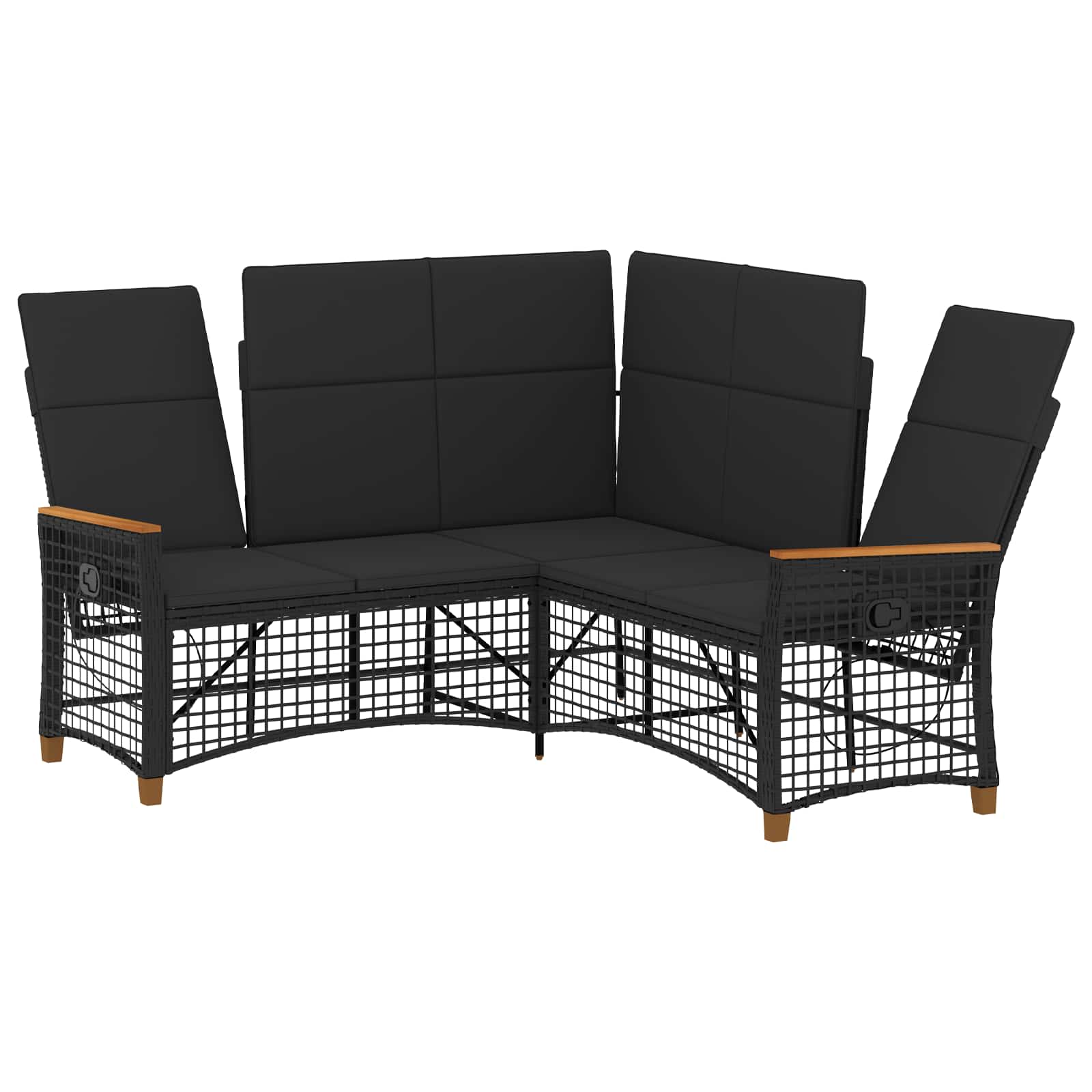 Vrtni set sofe za opuštanje Podesiva Crna 164 x 164 x 112 cm