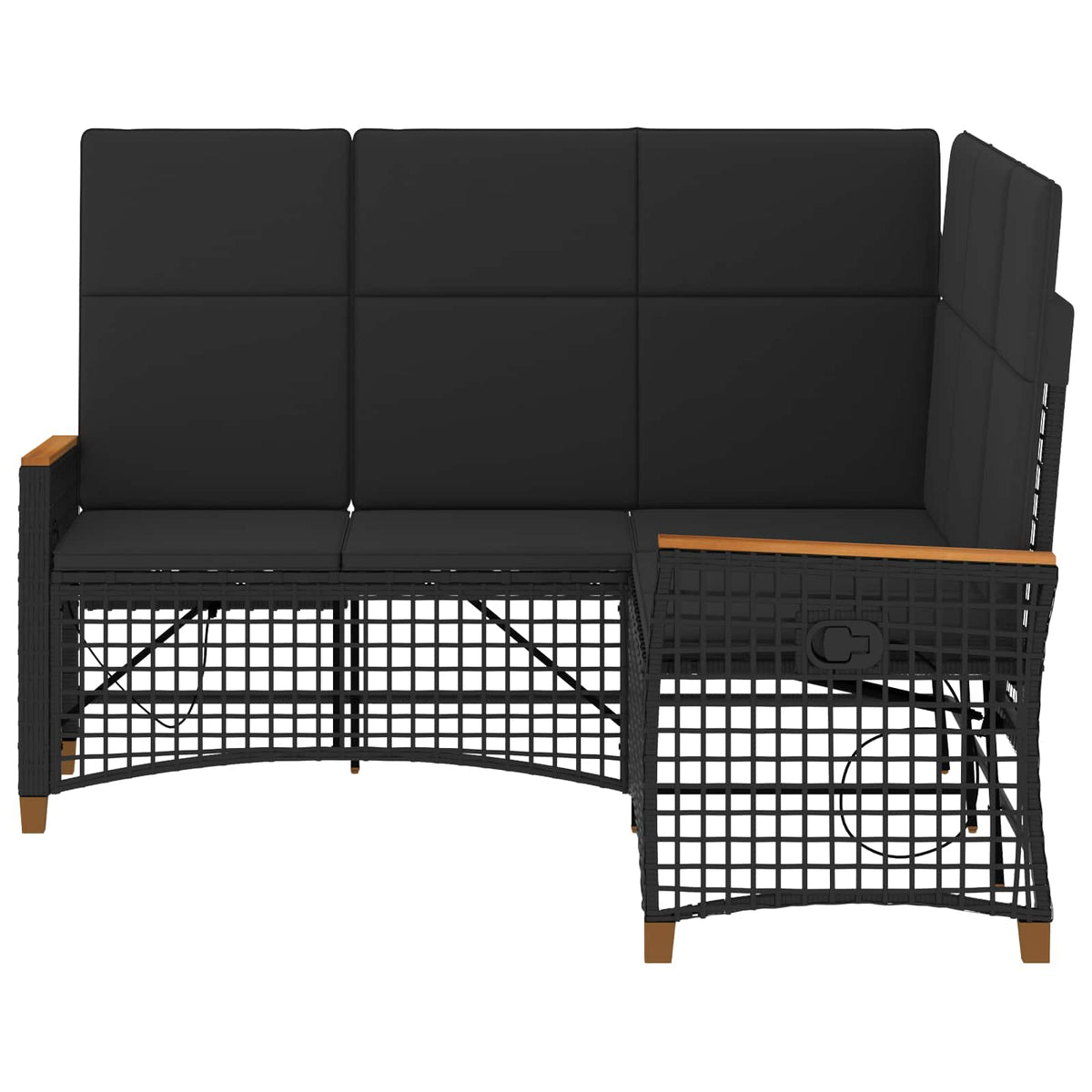 Vrtni set sofe za opuštanje Podesiva Crna 164 x 164 x 112 cm