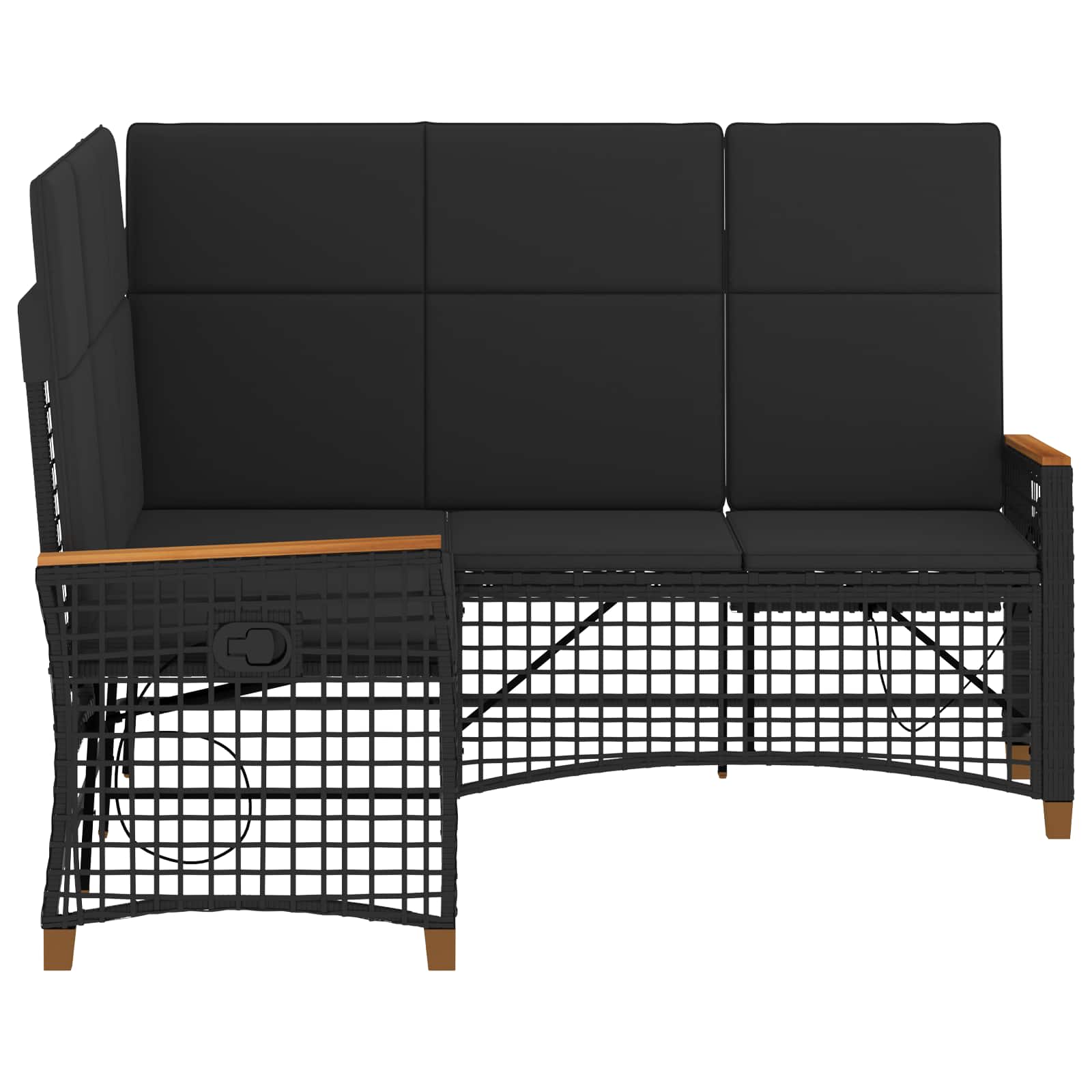 Vrtni set sofe za opuštanje Podesiva Crna 164 x 164 x 112 cm