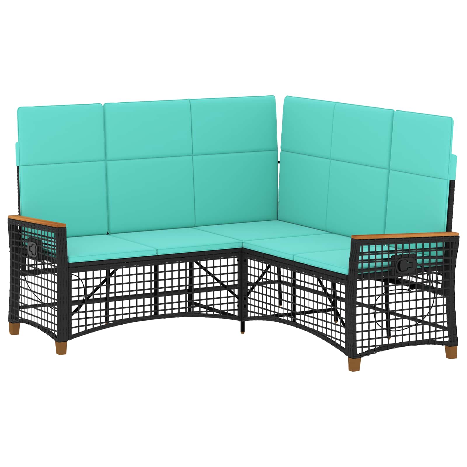 Vrtni set sofe za opuštanje Crna i Tirkizna 164 x 164 x 112 cm