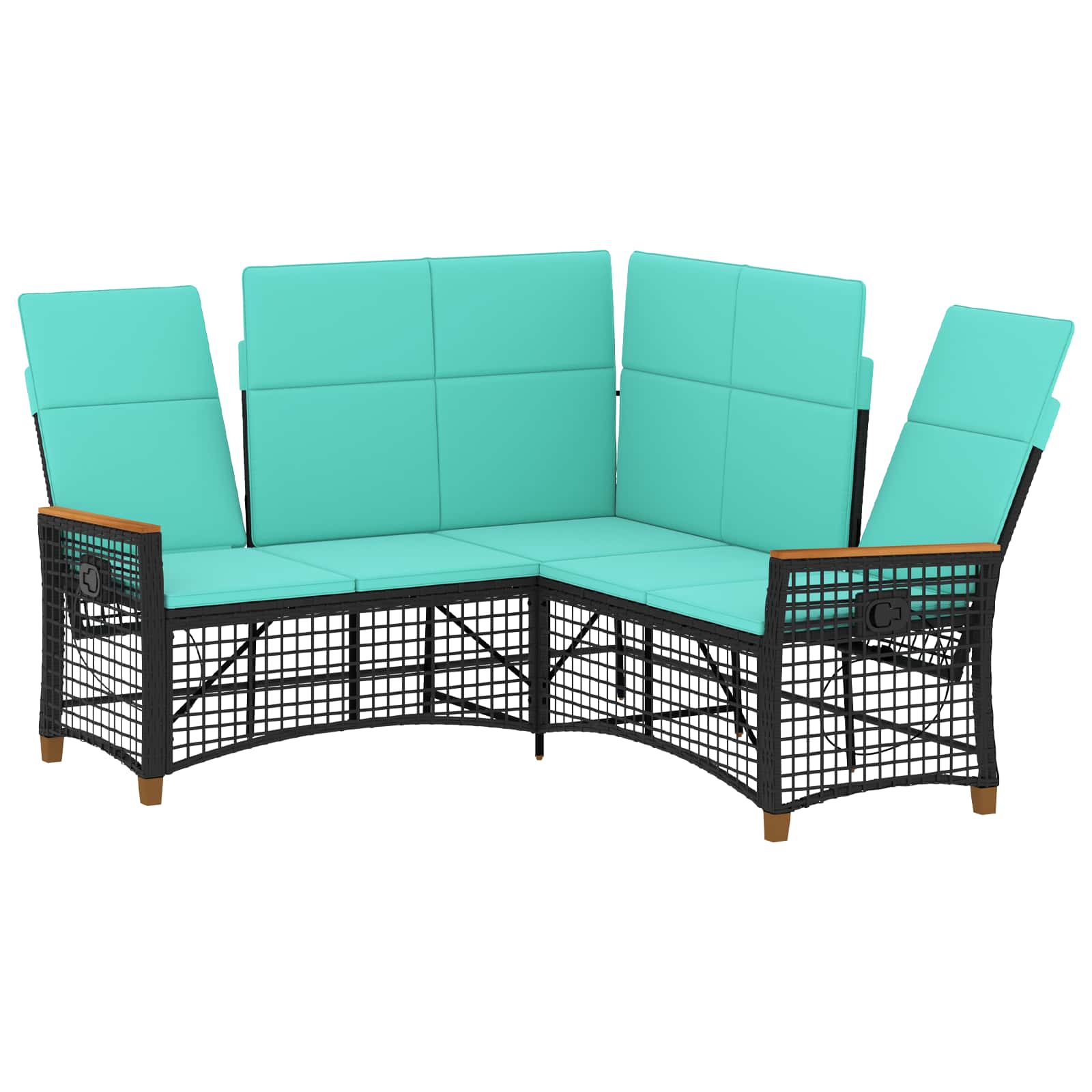 Vrtni set sofe za opuštanje Crna i Tirkizna 164 x 164 x 112 cm
