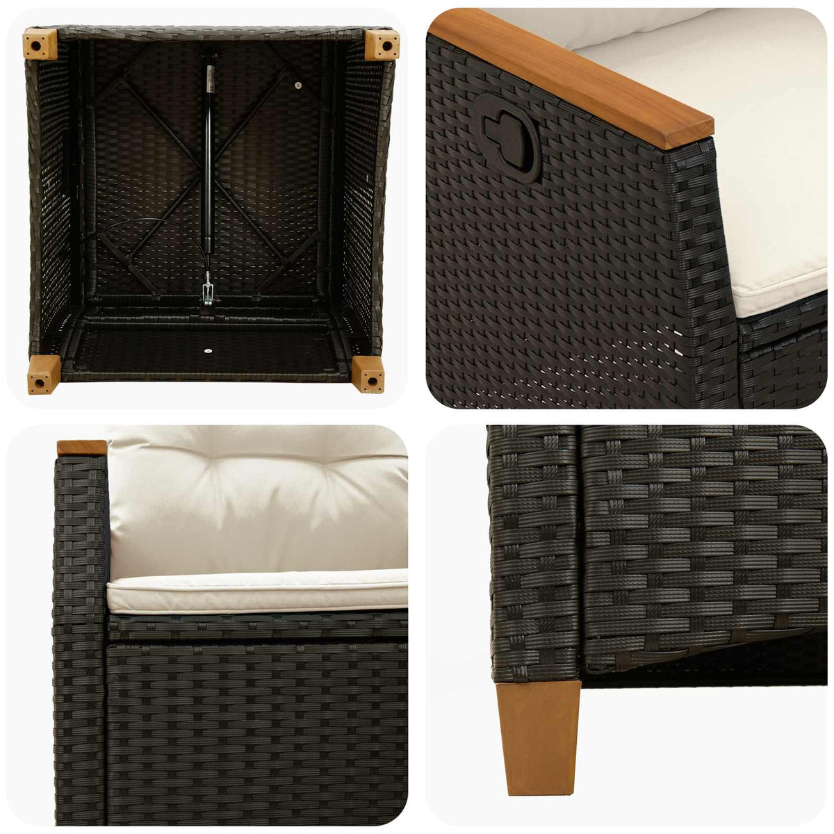 Ležaljka u vrtu Crna i Krema 64 x 57,5 x 112 cm poliratan