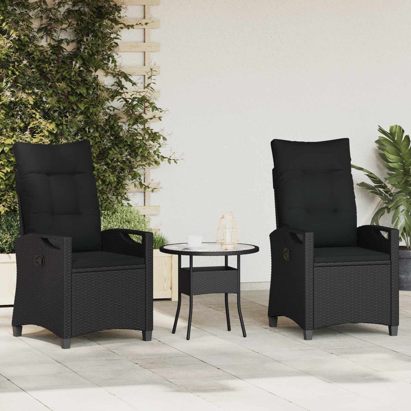 Vrtna stolica 2 pcs Crna 56 x 64 x 94 cm Čelik i poliester